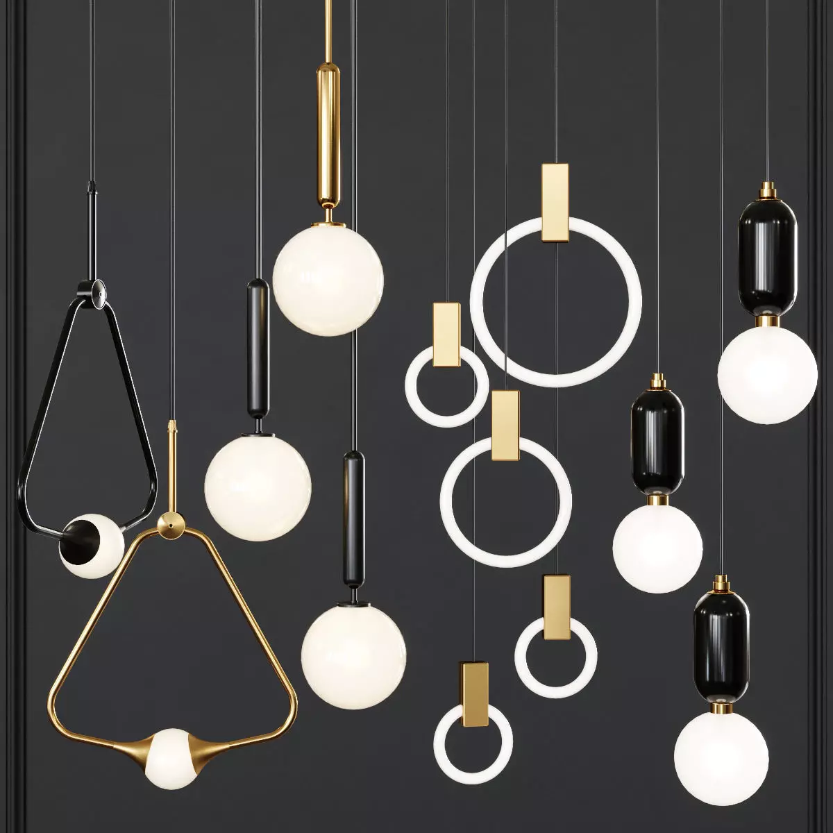 Pendant lights set 032 3D model_0