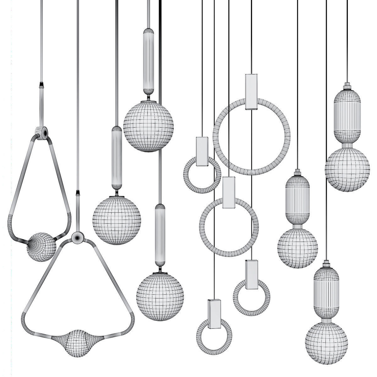 Pendant lights set 032 3D model_1