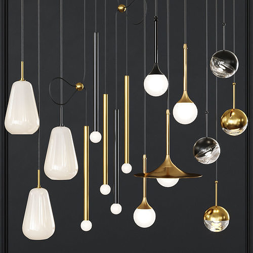 Pendant lights set 033 3D model