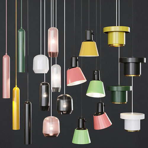 Pendant lights set 034 3D model