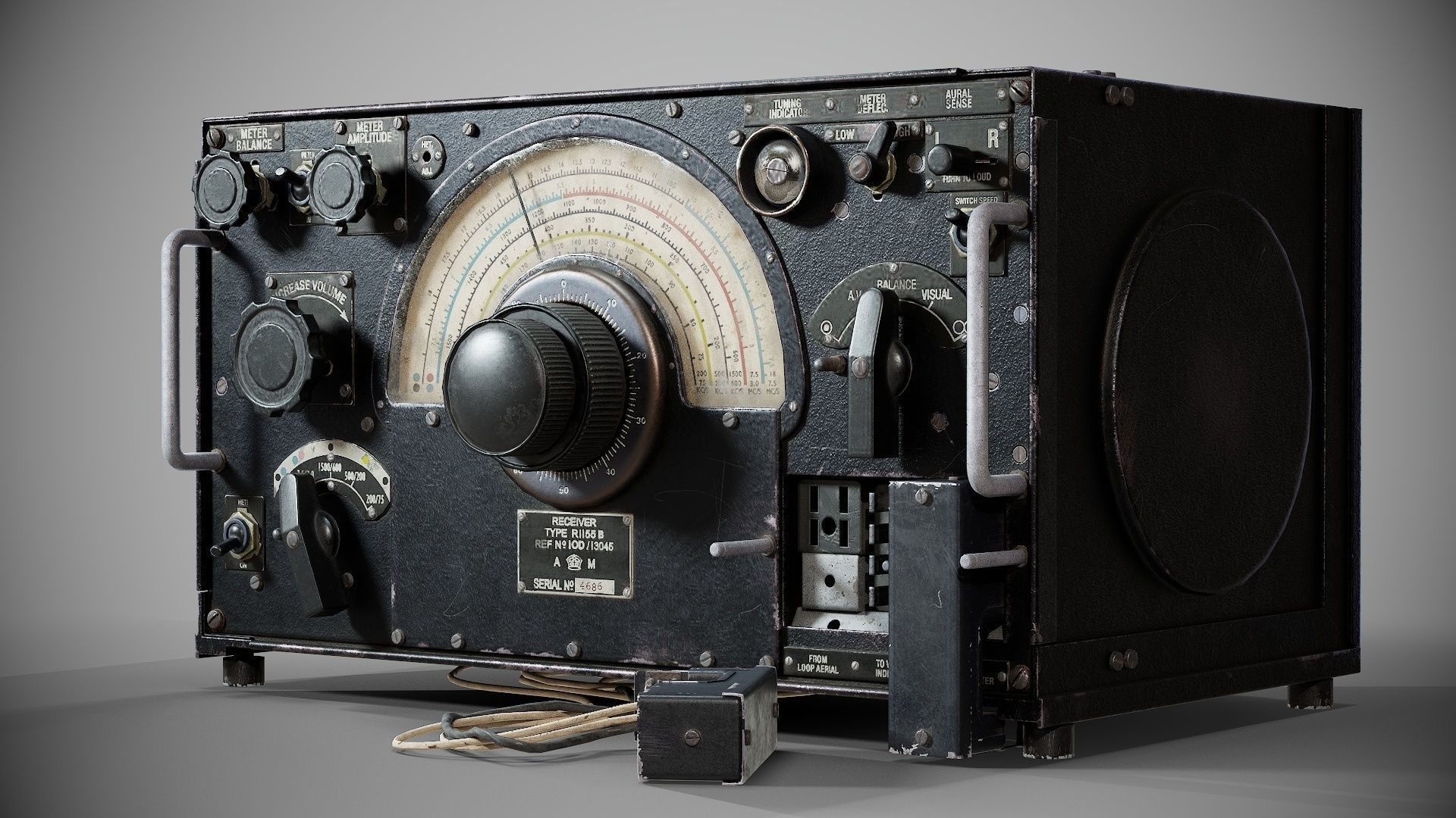 Military radio receiver R-1155 Low-poly 3D model_3