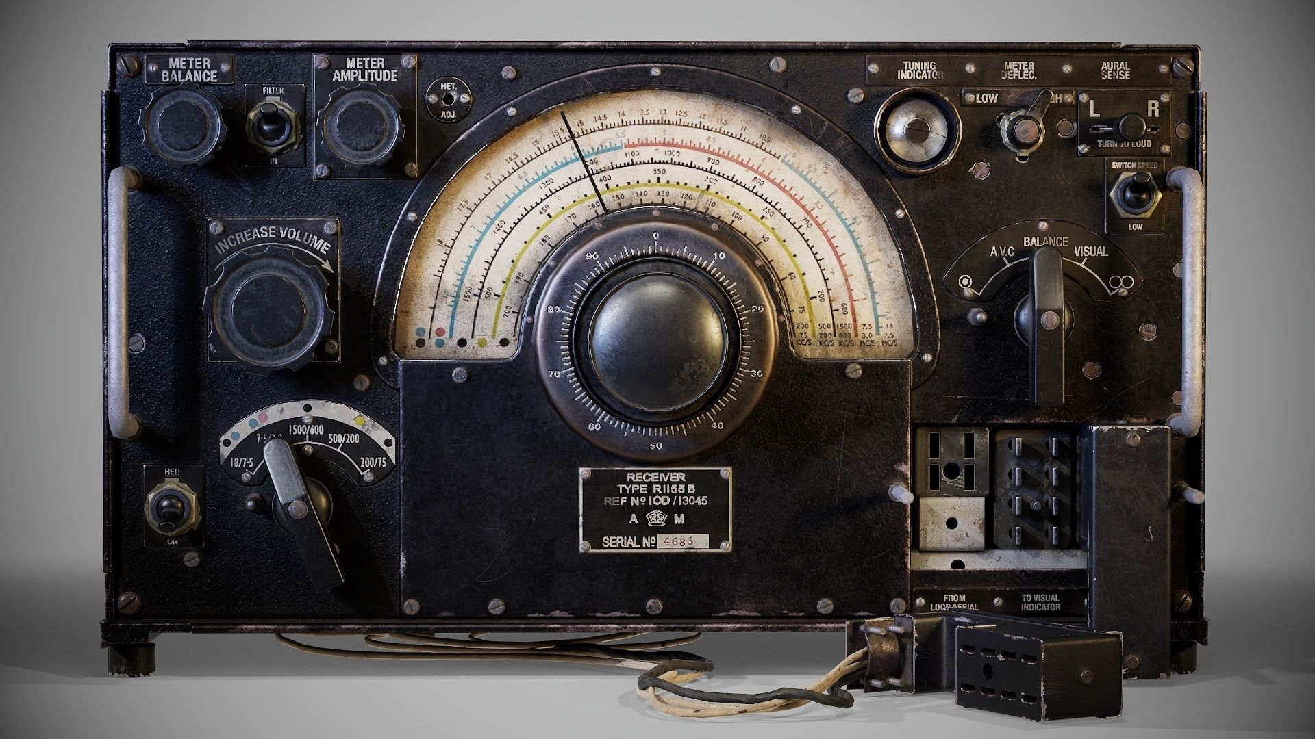 Military radio receiver R-1155 Low-poly 3D model_4