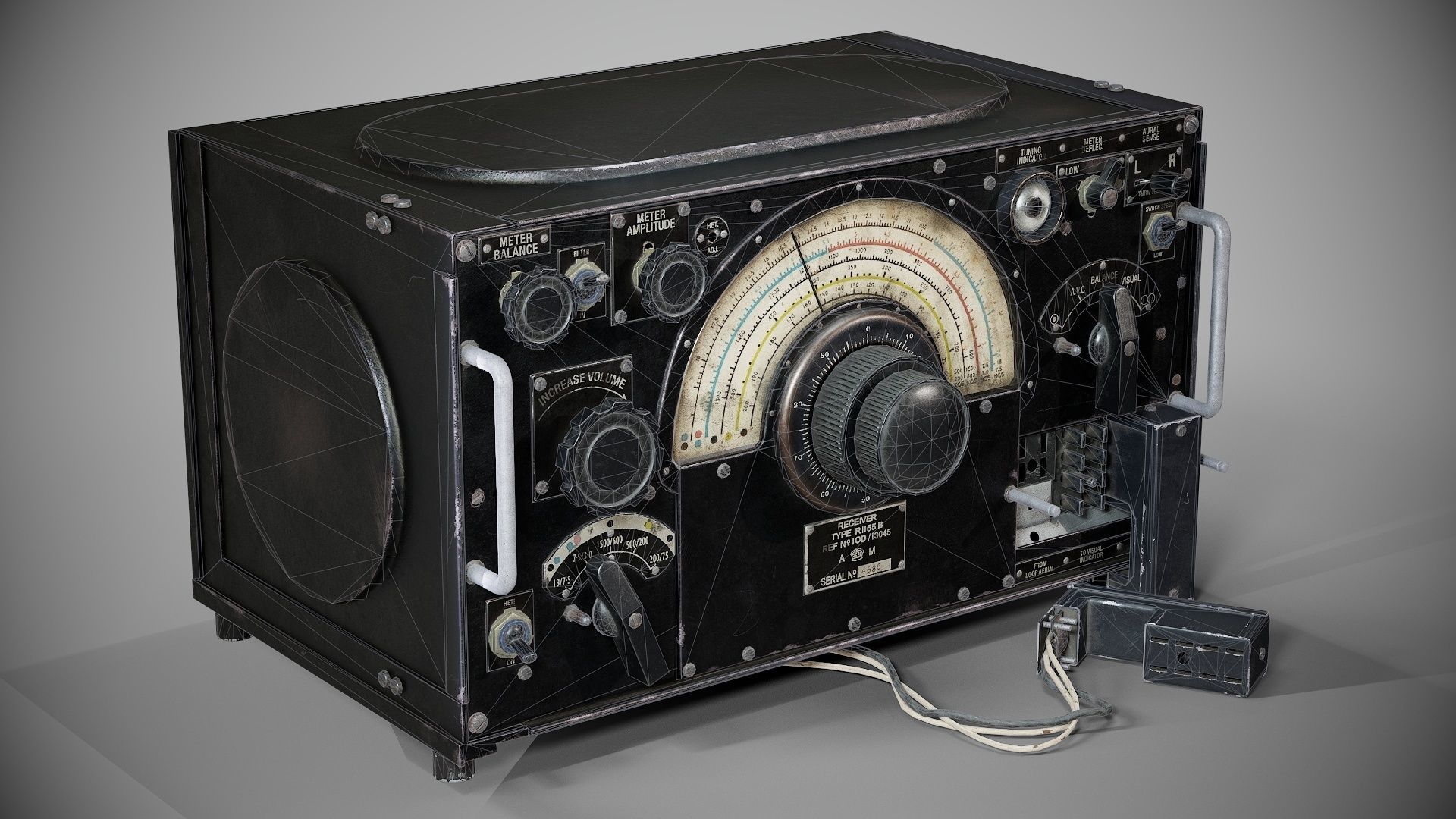 Military radio receiver R-1155 Low-poly 3D model_11