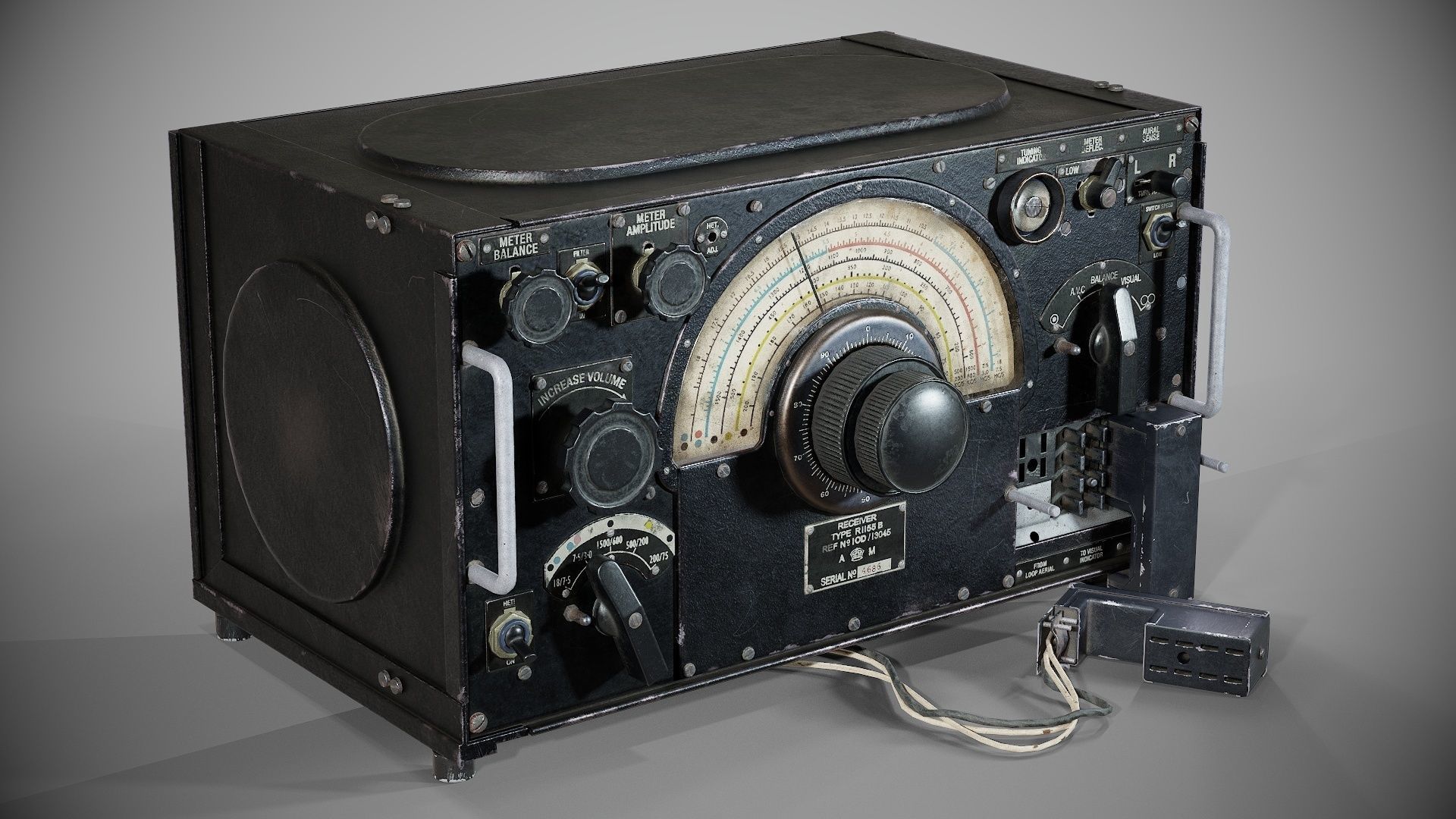 Military radio receiver R-1155 Low-poly 3D model_5