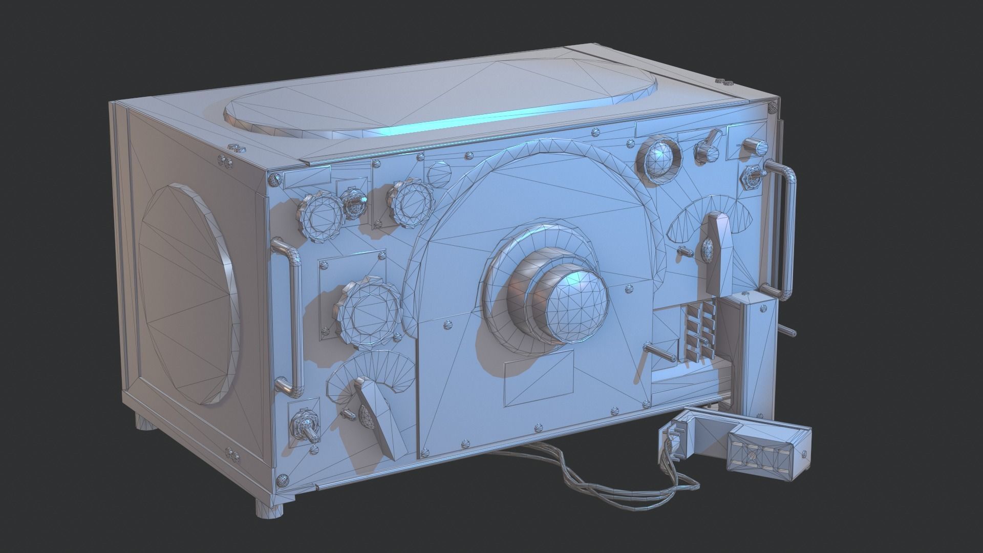 Military radio receiver R-1155 Low-poly 3D model_10