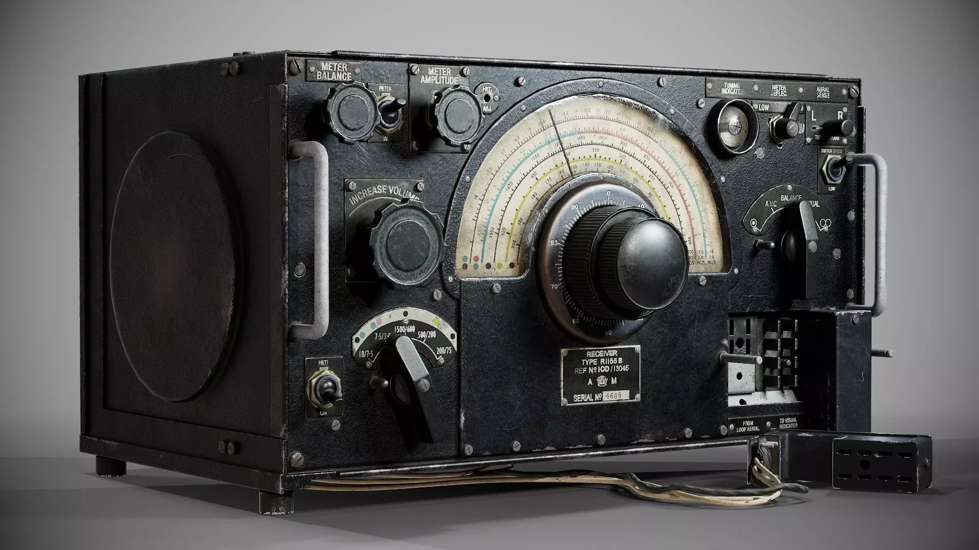 Military radio receiver R-1155 Low-poly 3D model_0