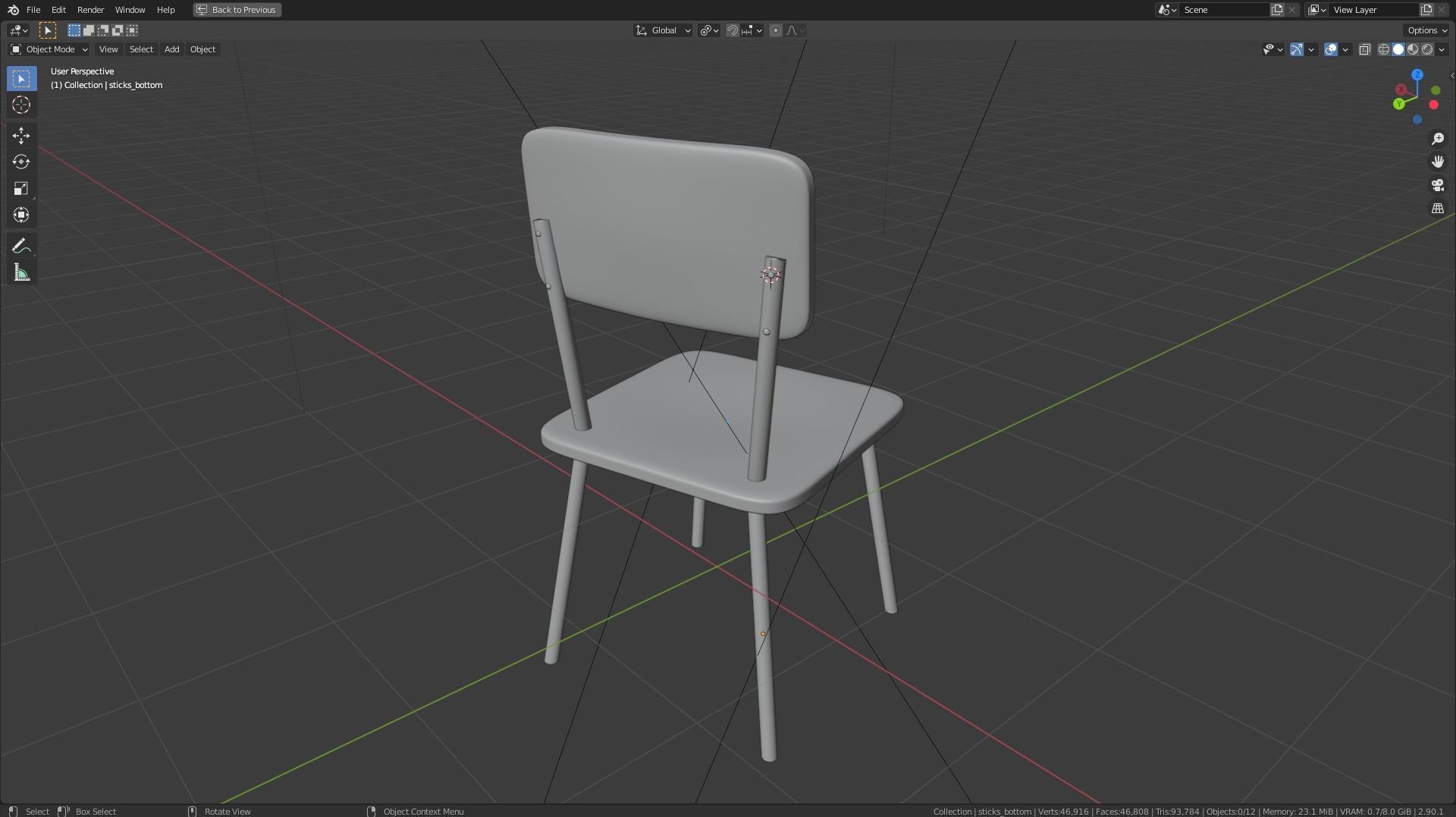 wooden chair 3D model_13
