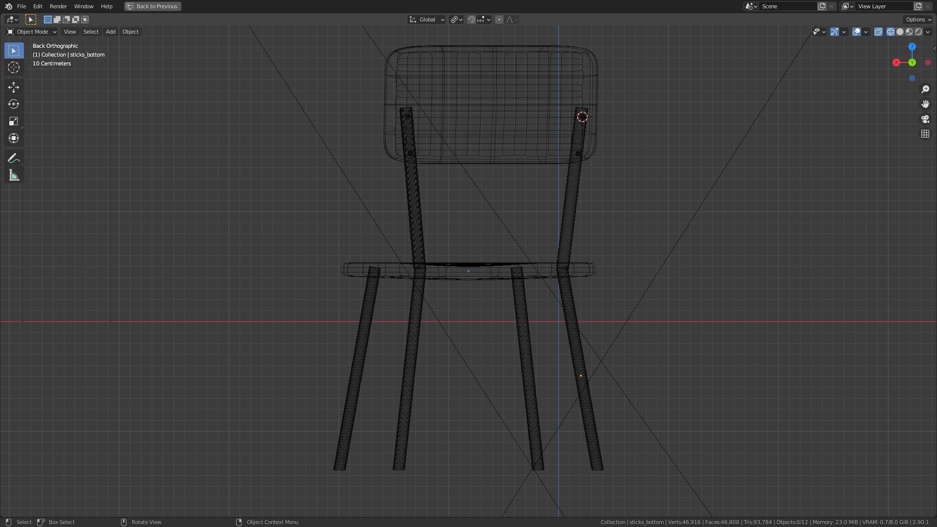 wooden chair 3D model_9