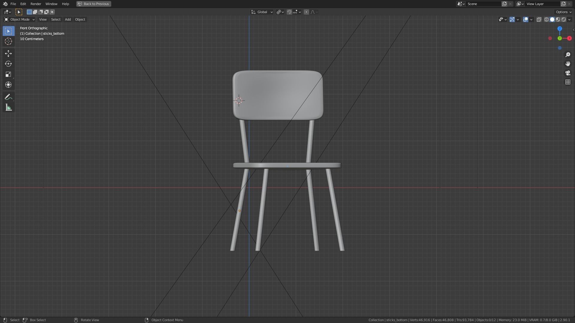 wooden chair 3D model_2