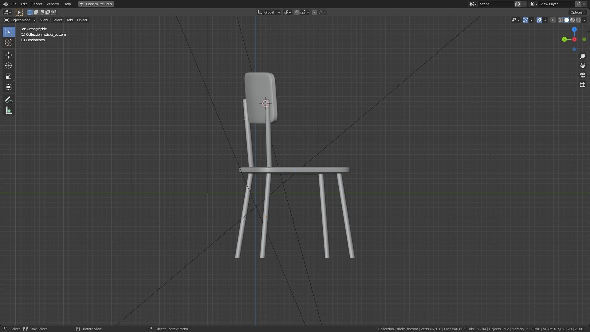 wooden chair 3D model_5