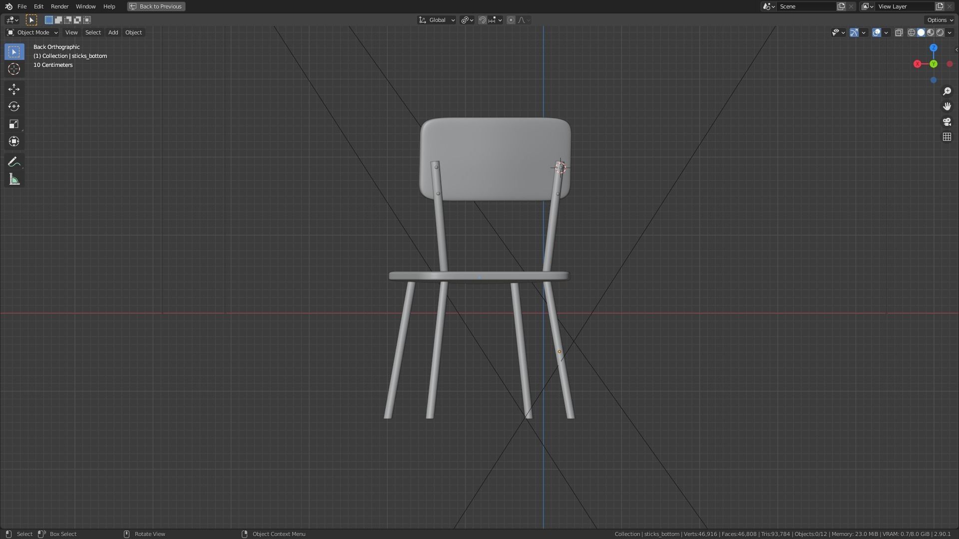 wooden chair 3D model_4