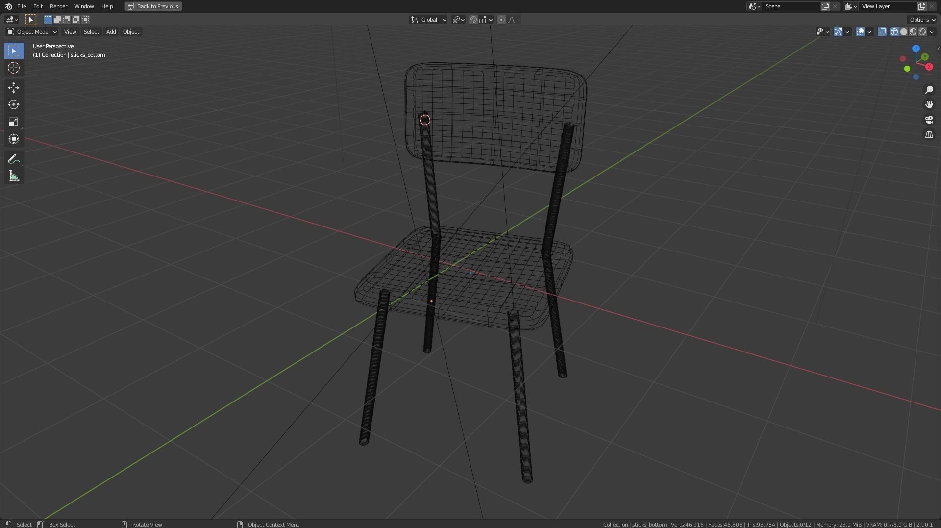wooden chair 3D model_15