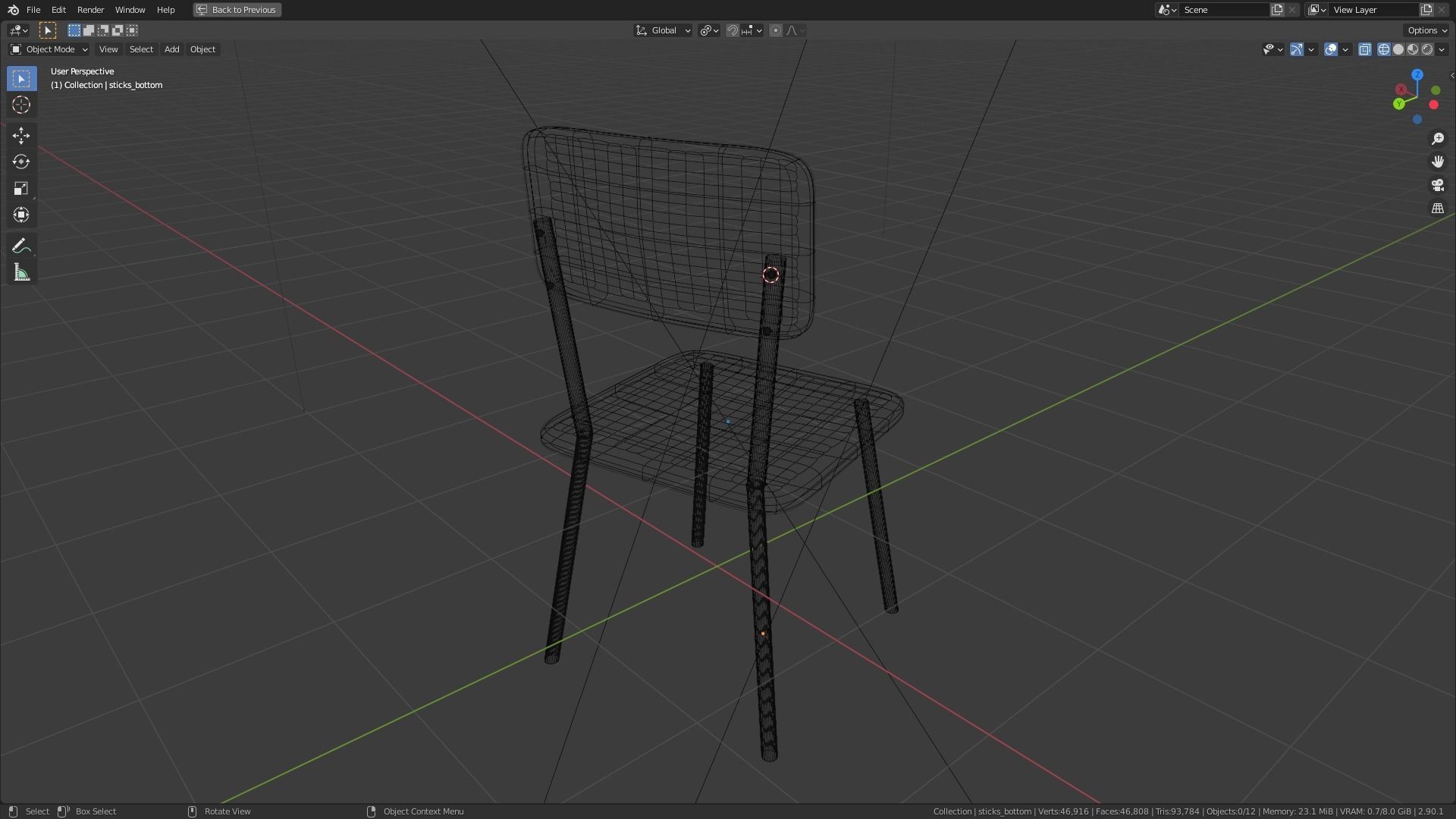 wooden chair 3D model_14