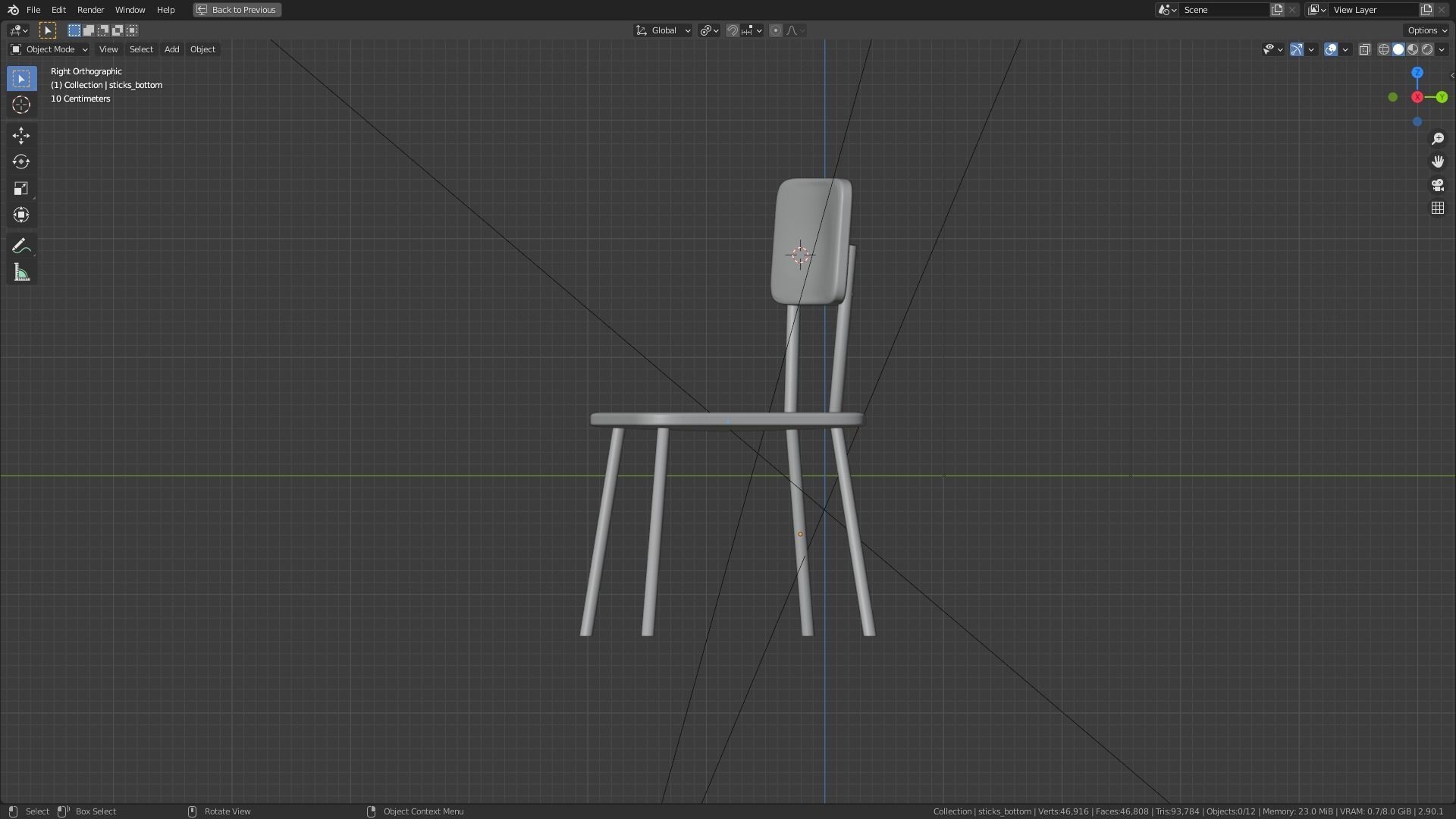 wooden chair 3D model_3