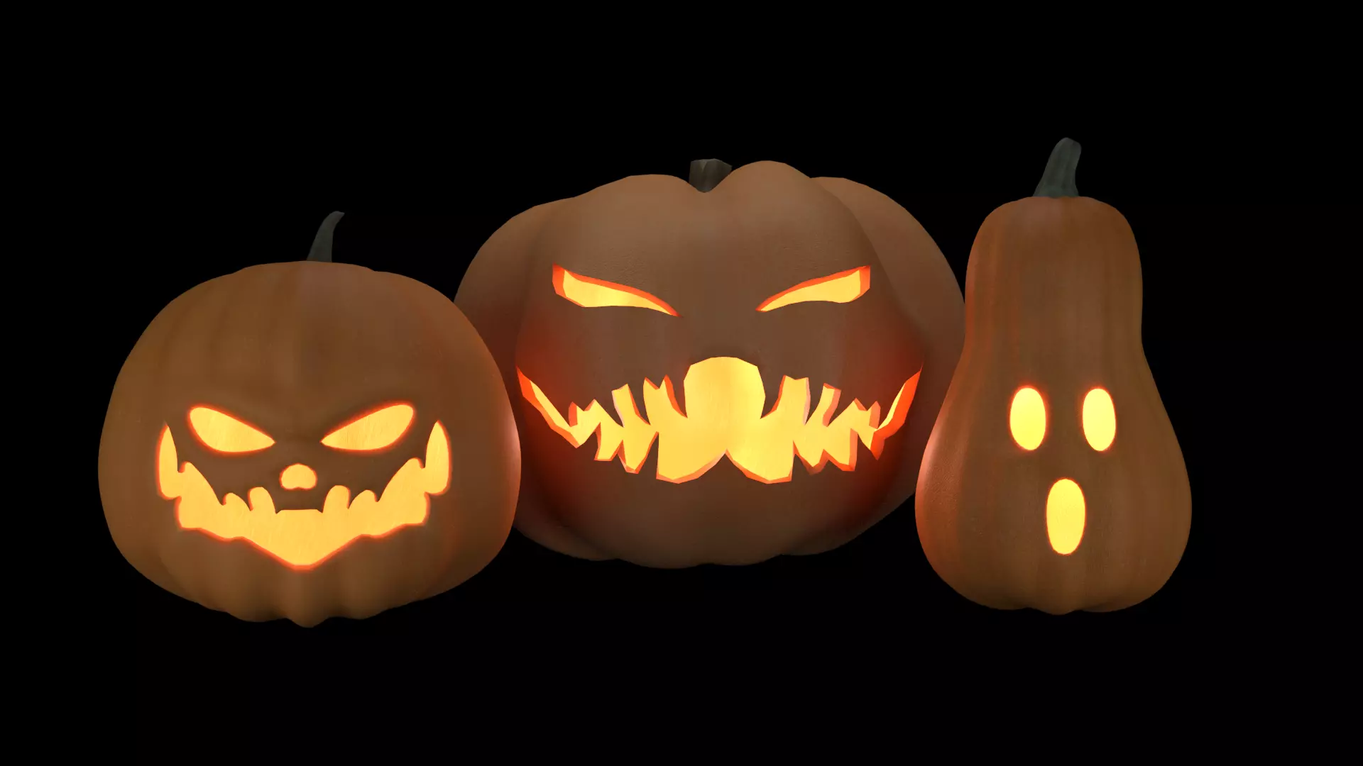 Halloween Pumpkins rigged and animated 3d models  Low-poly 3D model_0