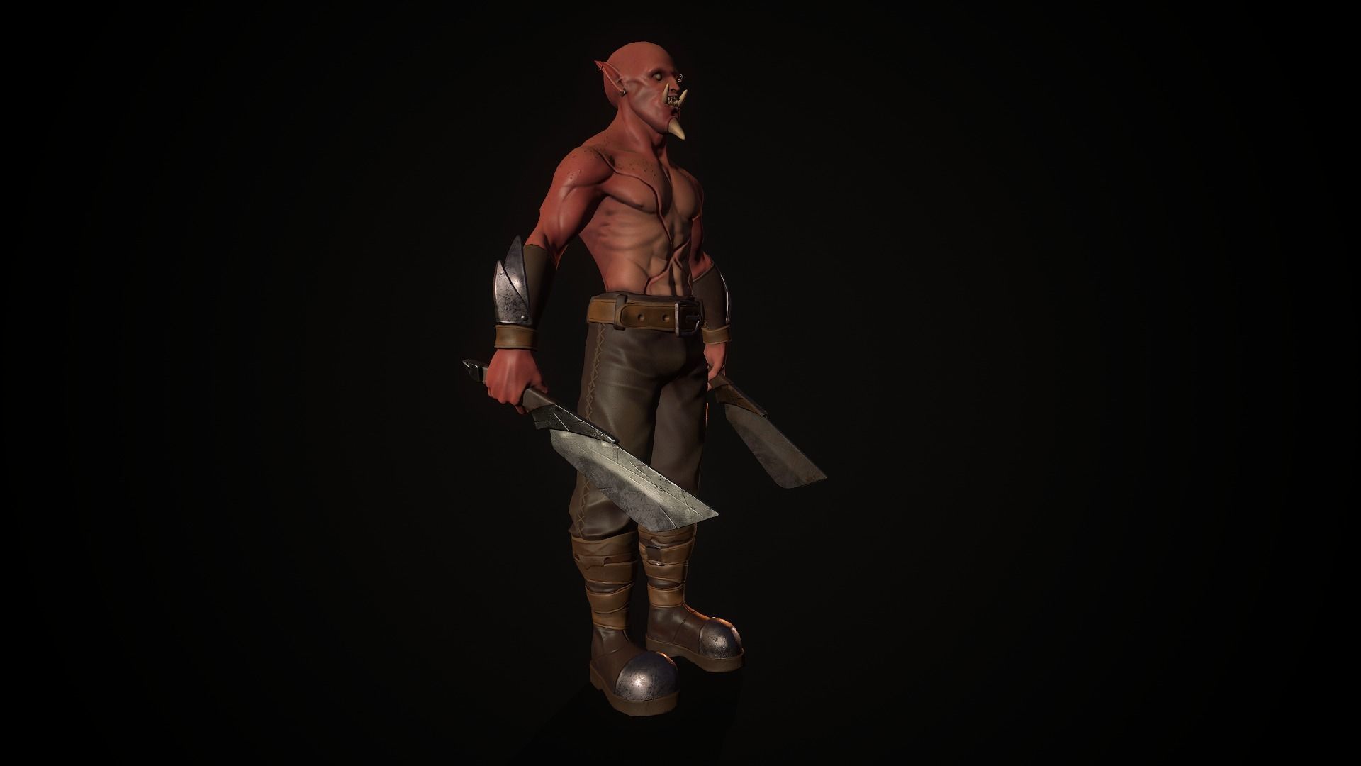 Red Orc Low-poly 3D model_3