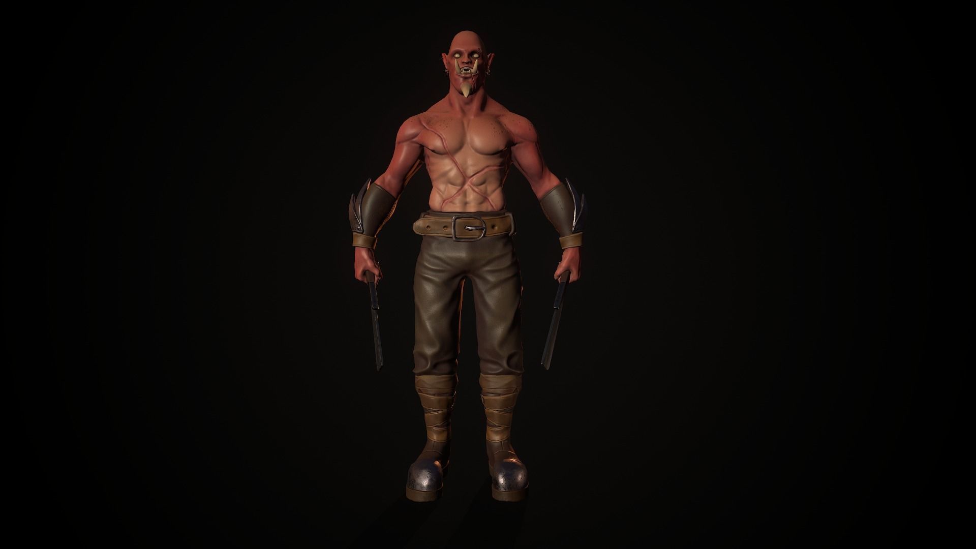 Red Orc Low-poly 3D model_2