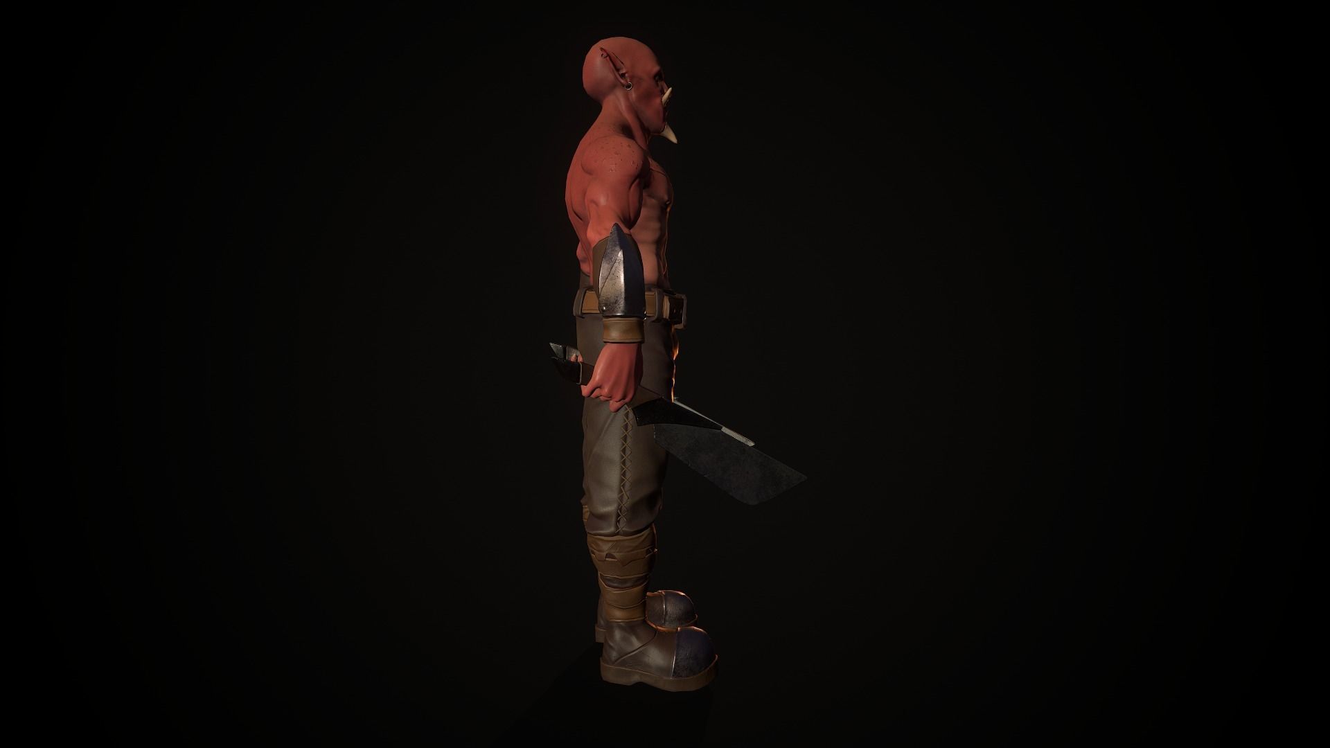 Red Orc Low-poly 3D model_4