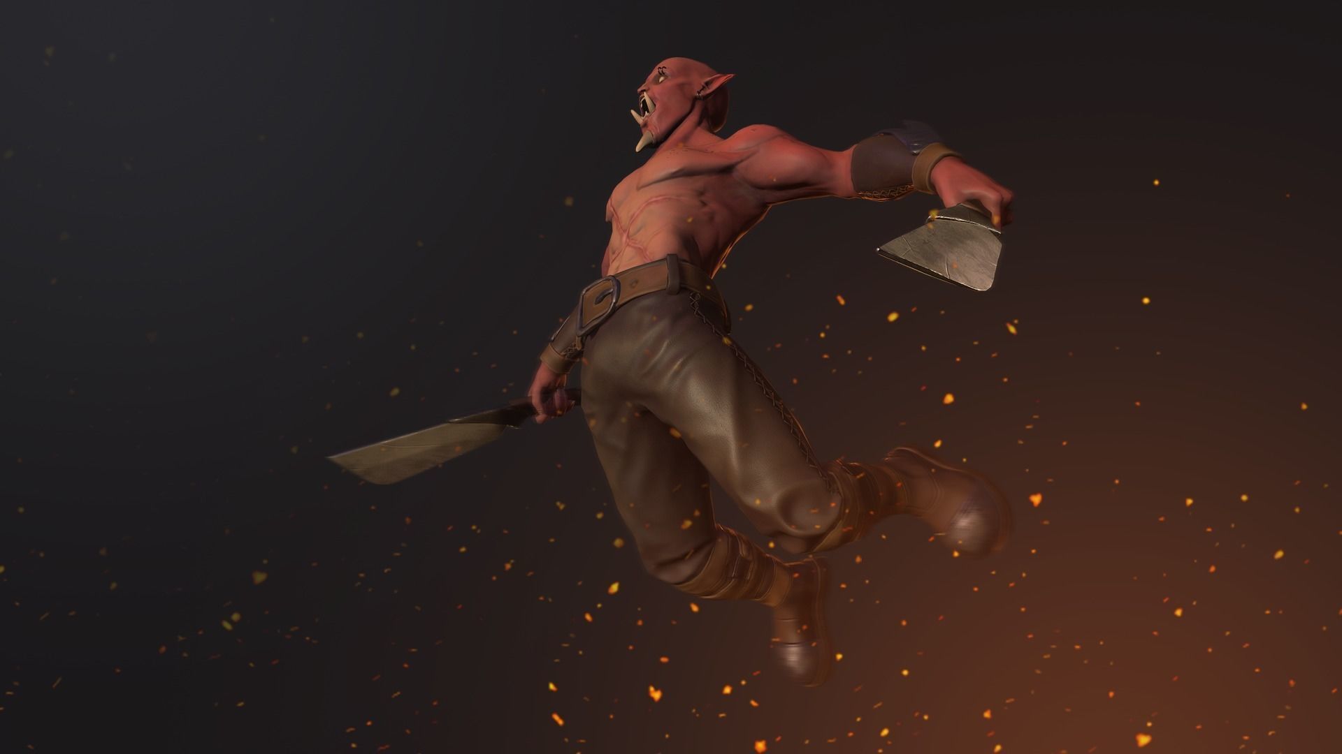 Red Orc Low-poly 3D model_11