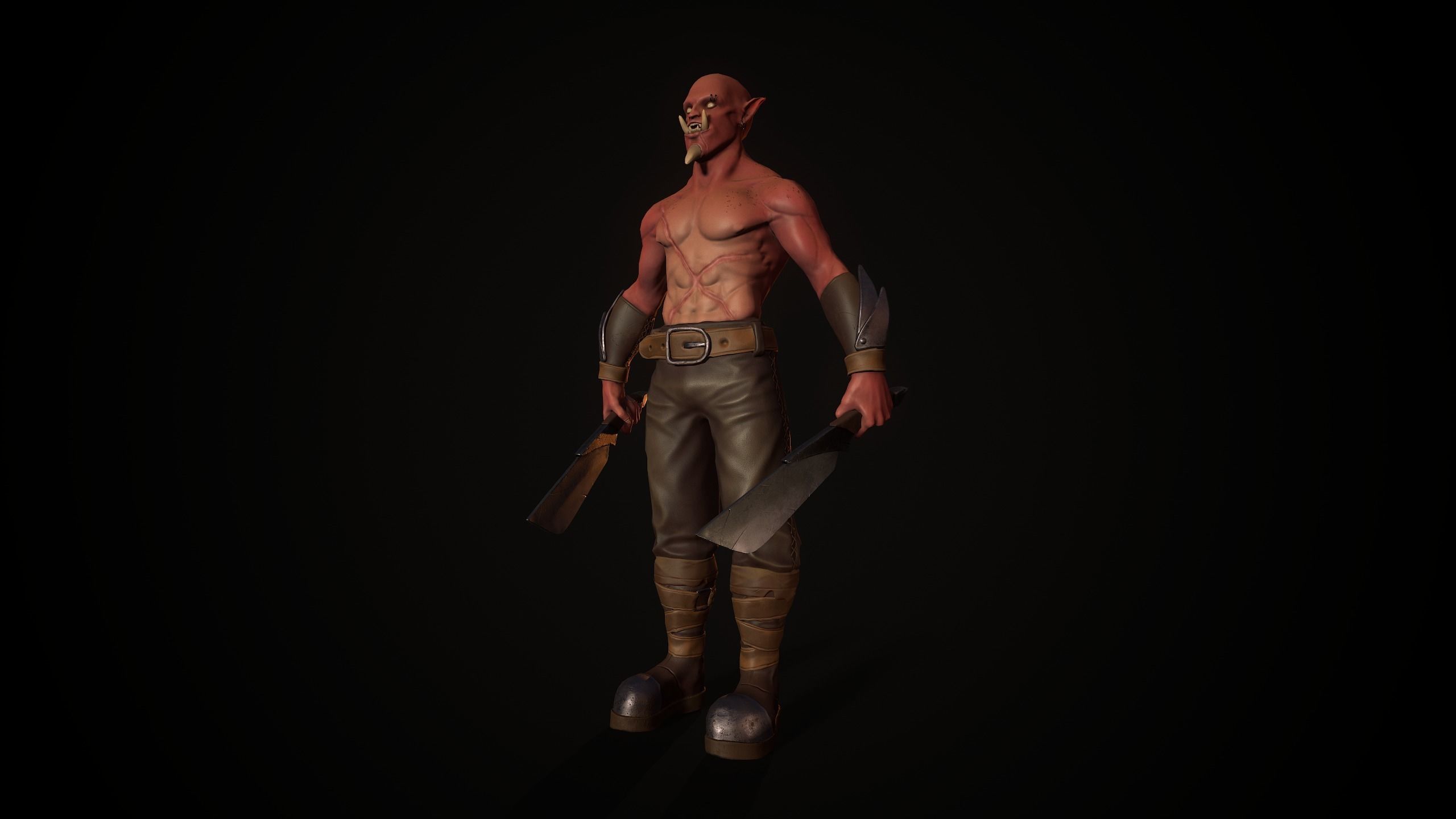 Red Orc Low-poly 3D model_1