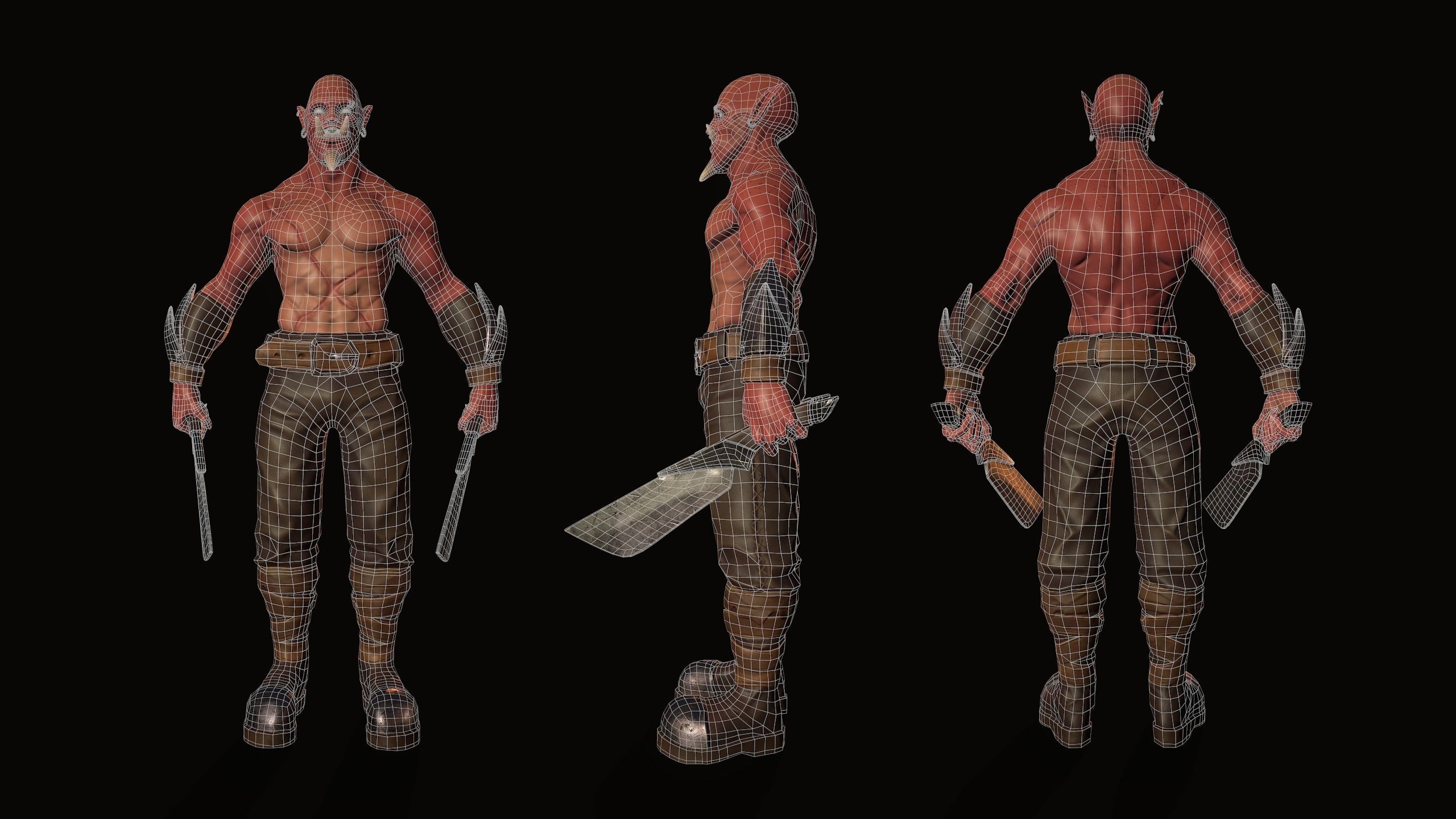 Red Orc Low-poly 3D model_7