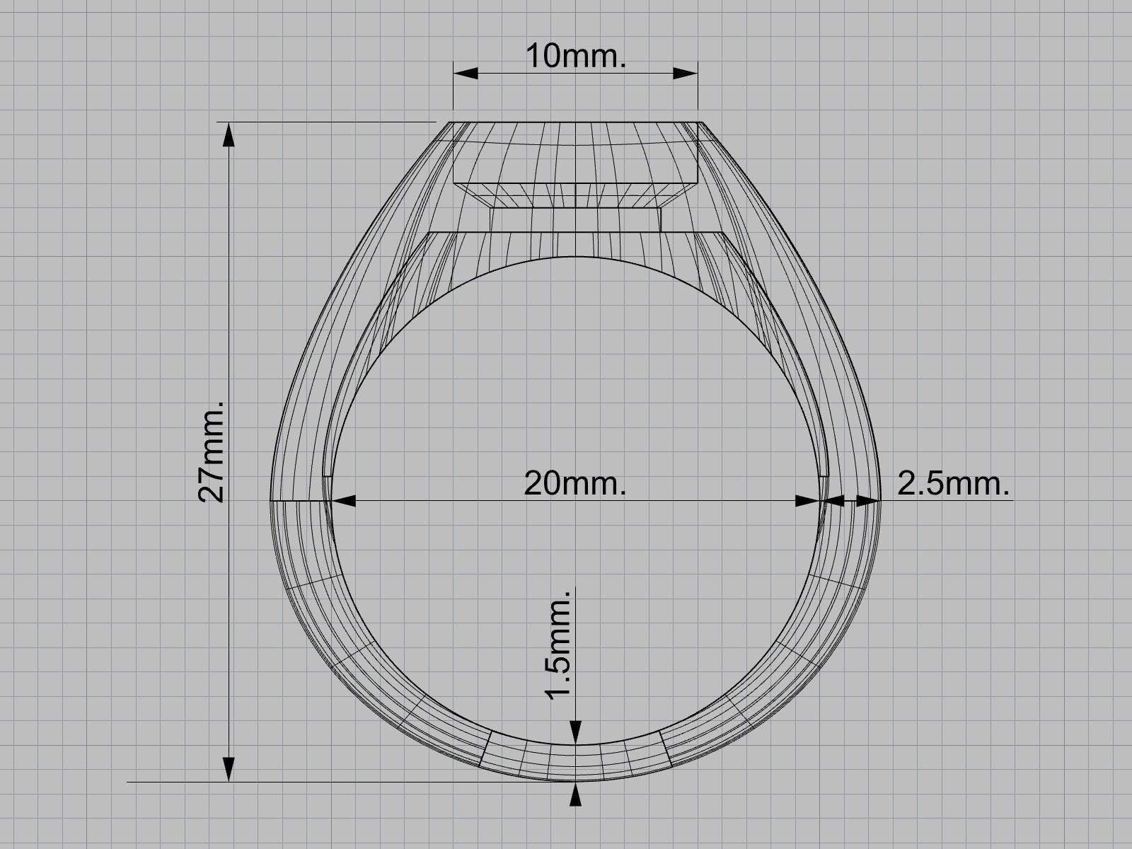 Bezel ring for the cabochon gem 15x10mm 3D print model_5