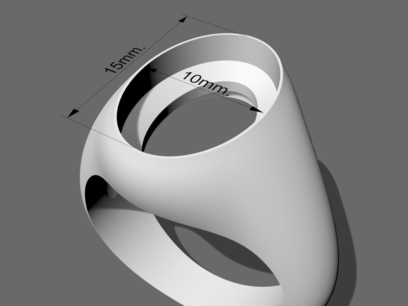 Bezel ring for the cabochon gem 15x10mm 3D print model_9
