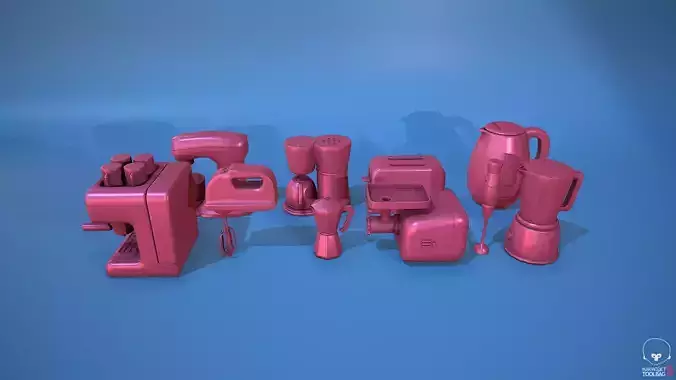 Stylized Kitchen Tool Set  Low-poly 3D model