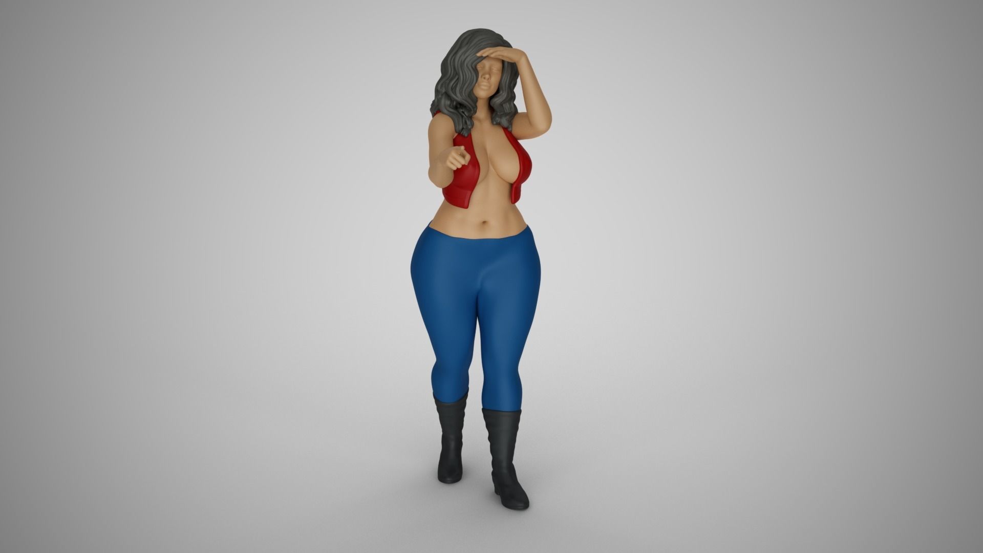 Woman Looking and Pointing 3D print model_10