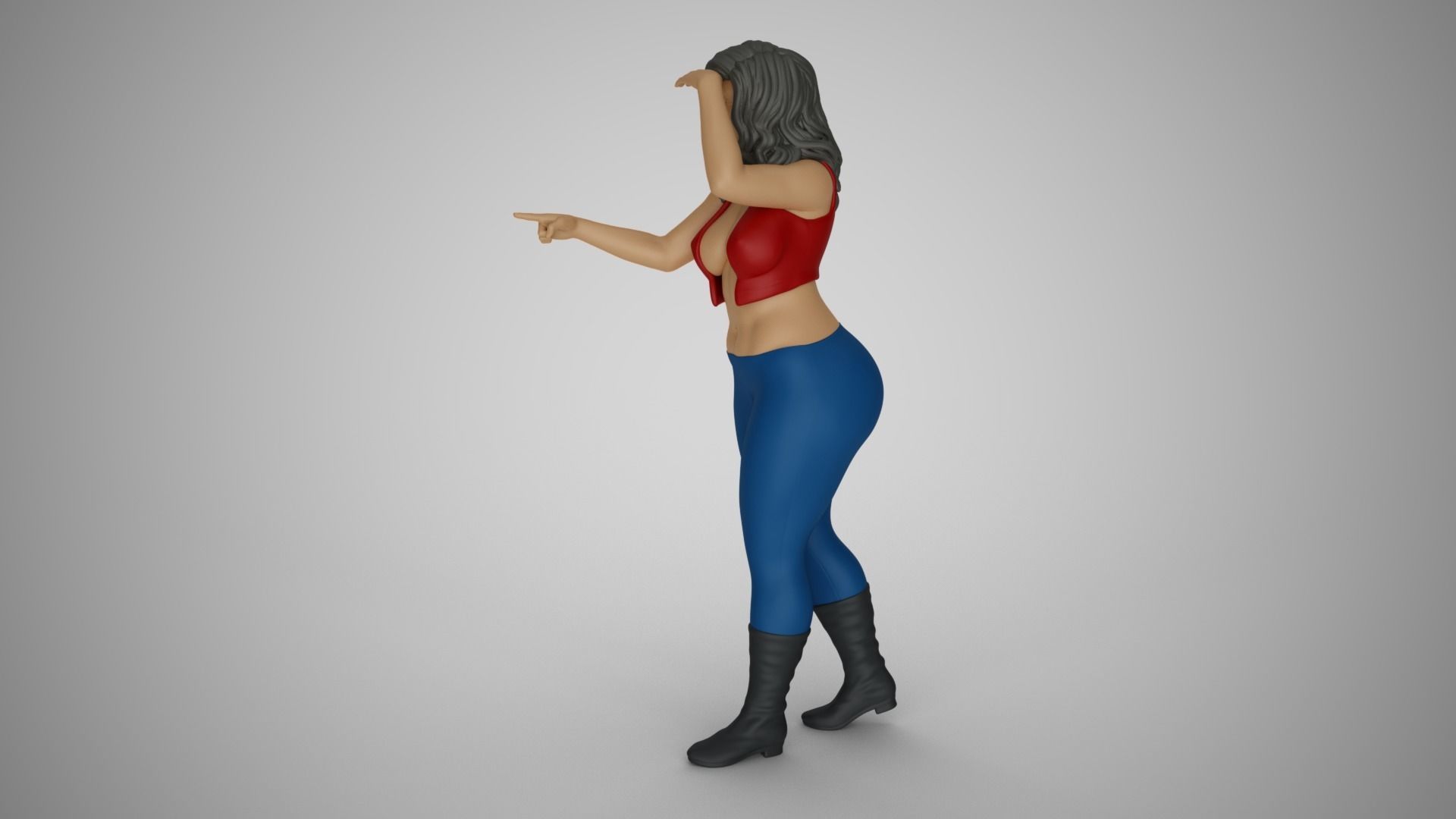 Woman Looking and Pointing 3D print model_8