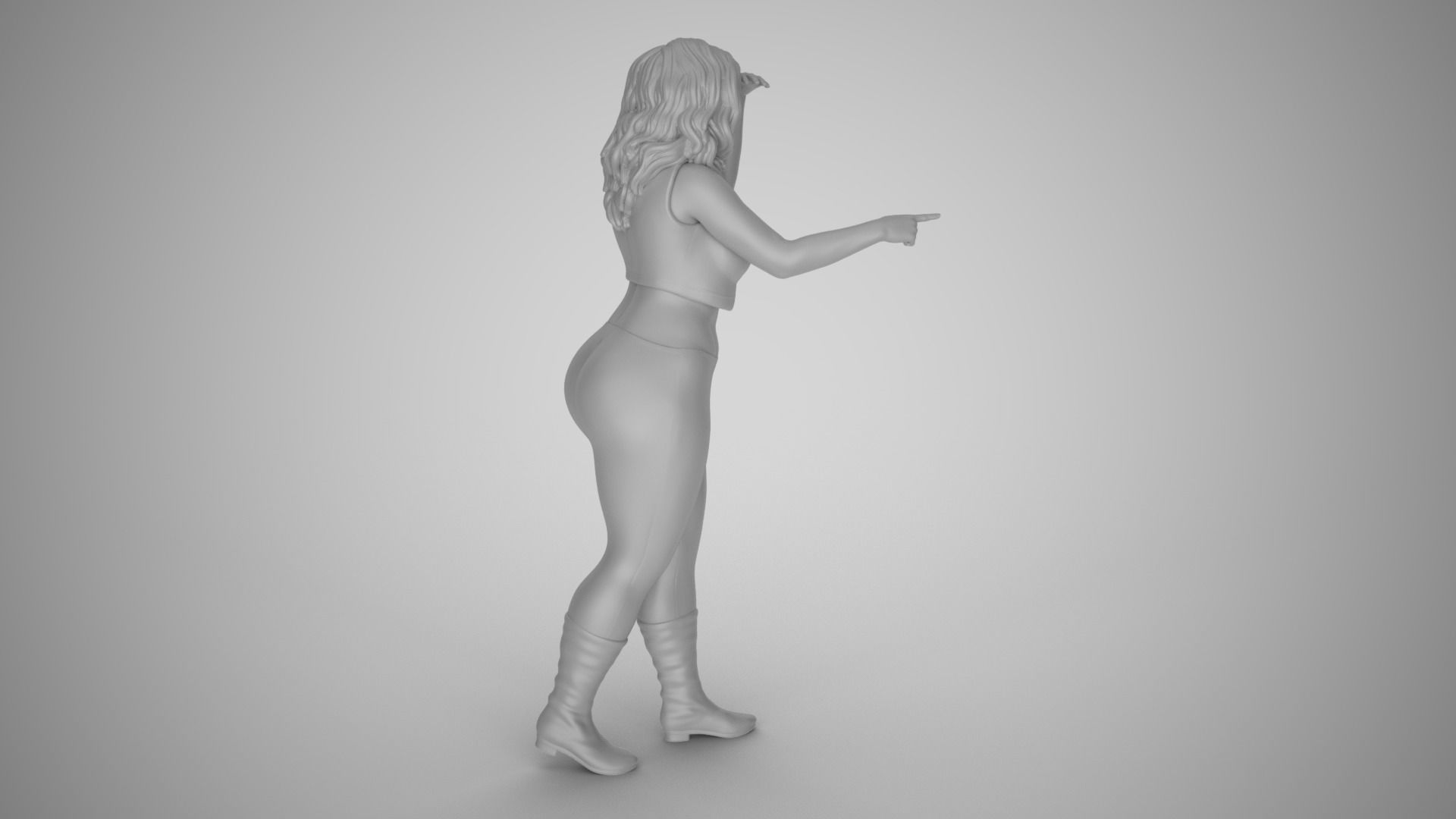 Woman Looking and Pointing 3D print model_3