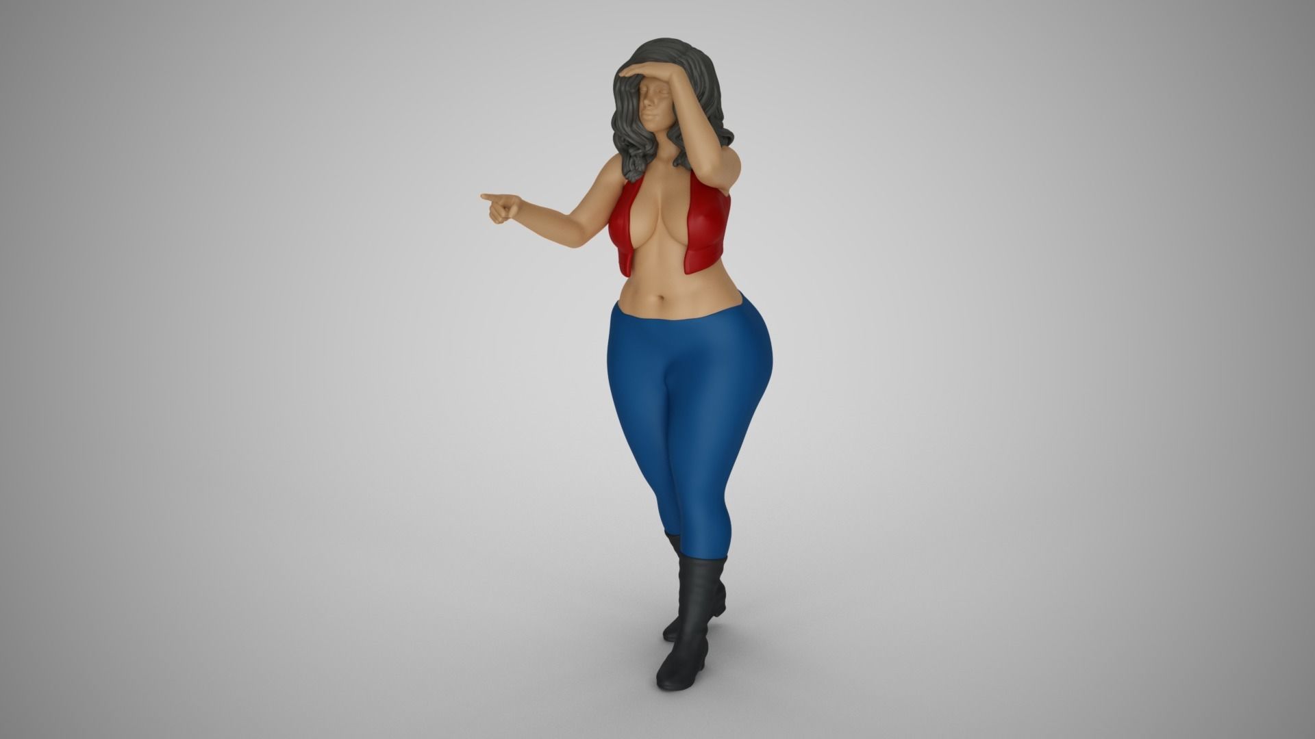 Woman Looking and Pointing 3D print model_9