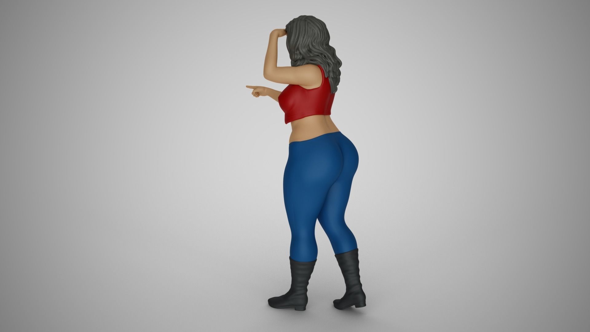 Woman Looking and Pointing 3D print model_7