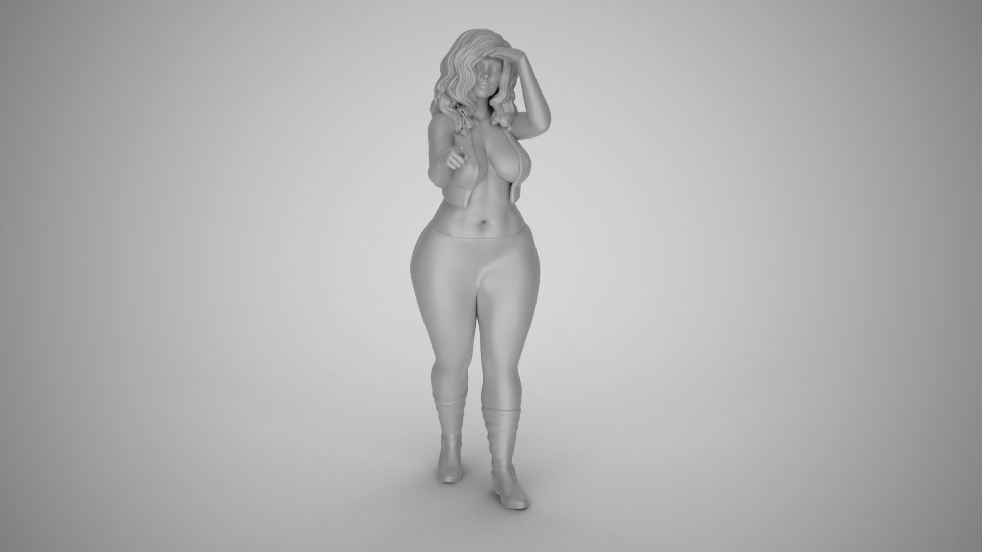 Woman Looking and Pointing 3D print model_1