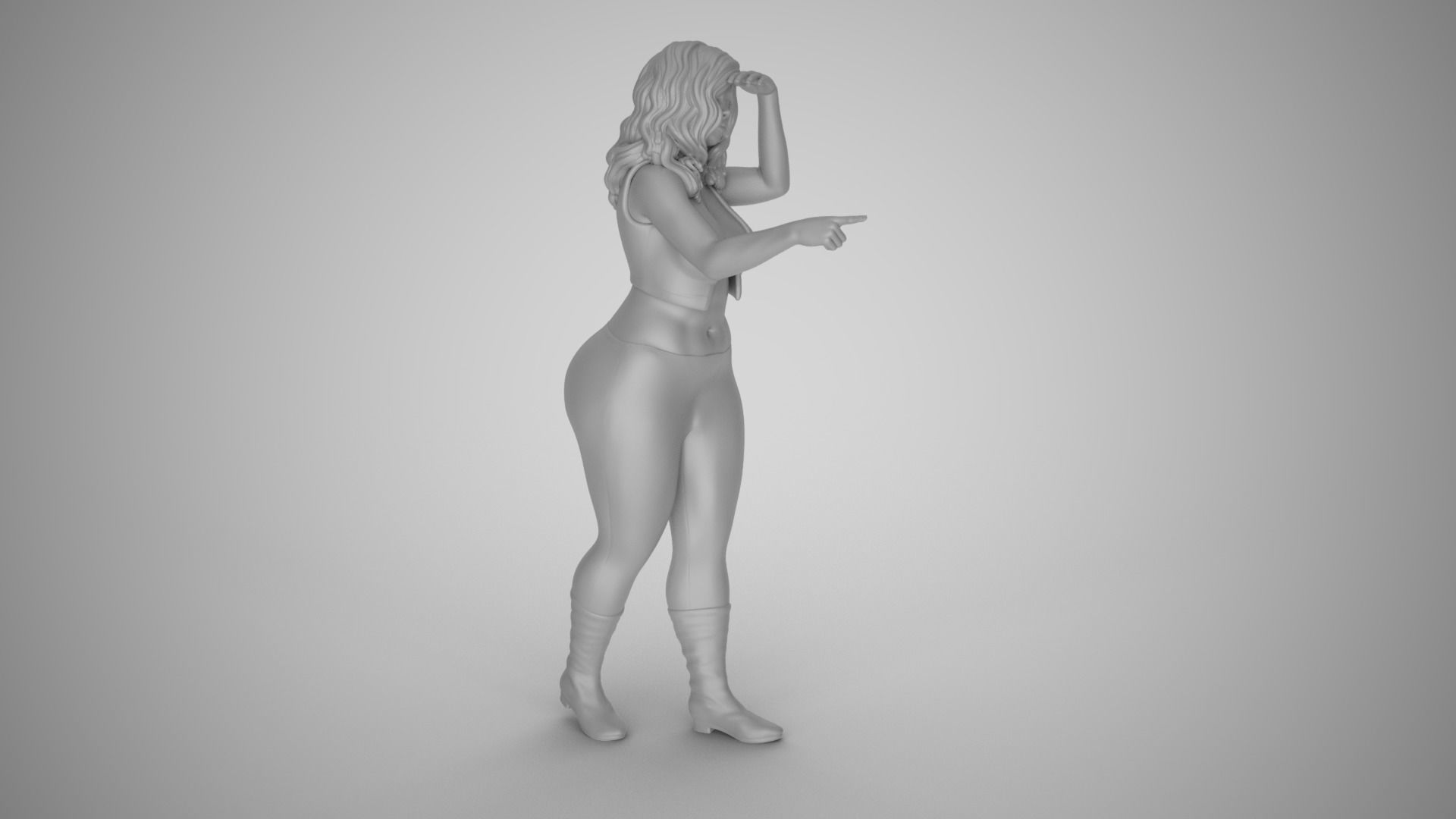 Woman Looking and Pointing 3D print model_2
