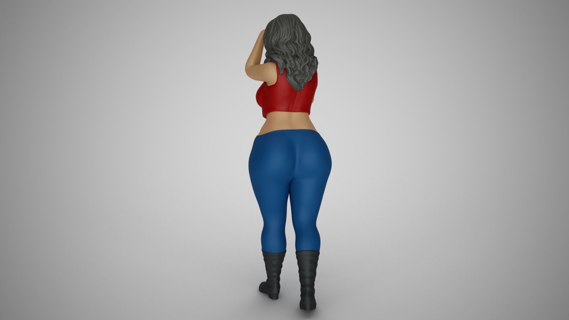 Woman Looking and Pointing 3D print model_6