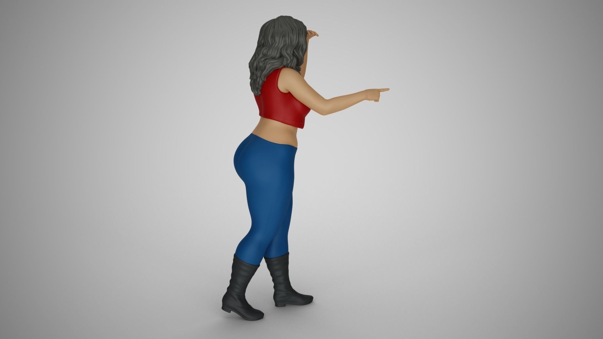 Woman Looking and Pointing 3D print model_4