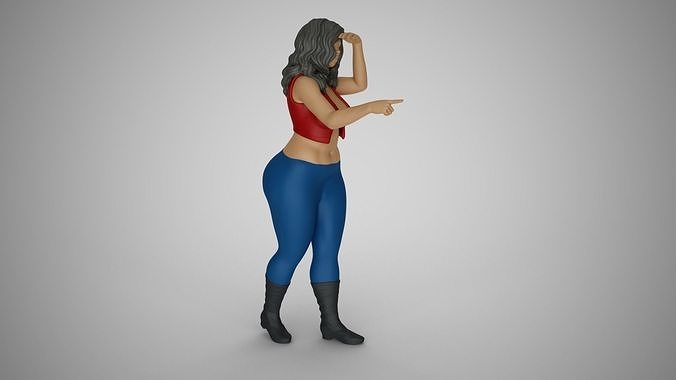 Woman Looking and Pointing 3D print model