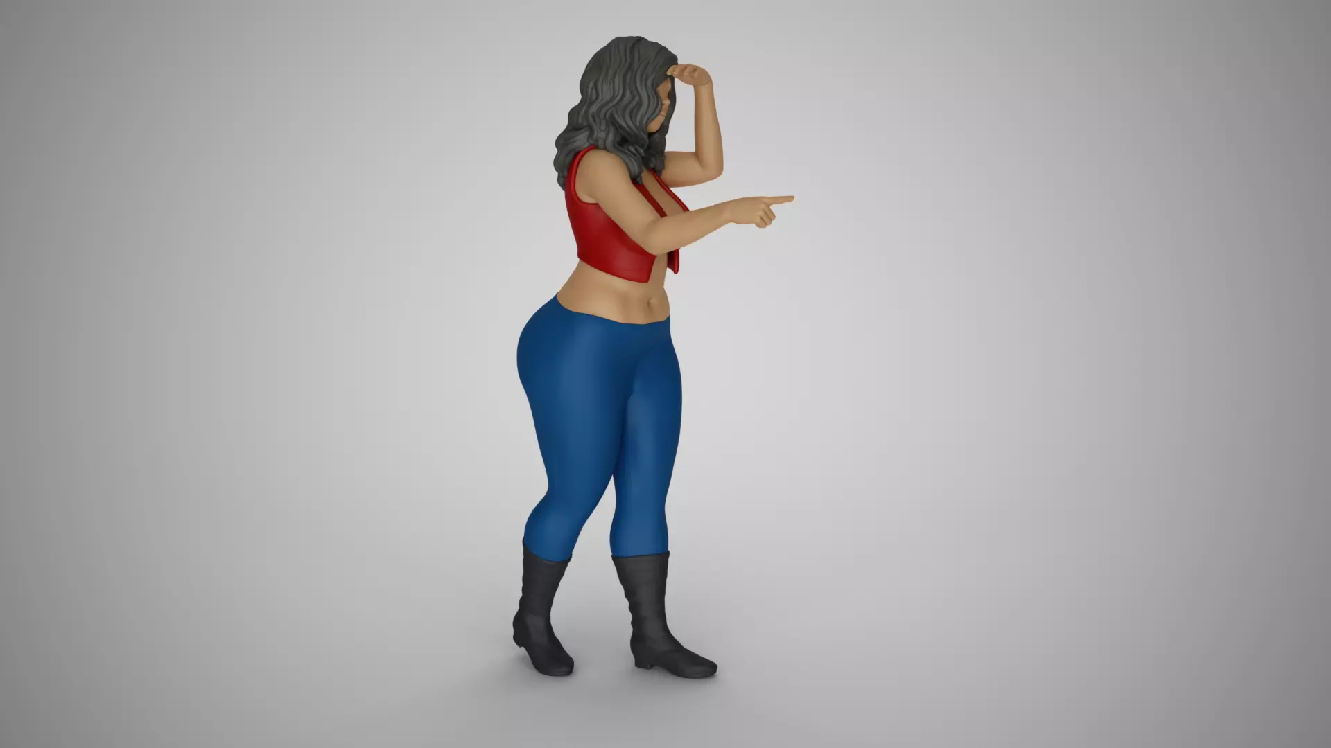 Woman Looking and Pointing 3D print model_0