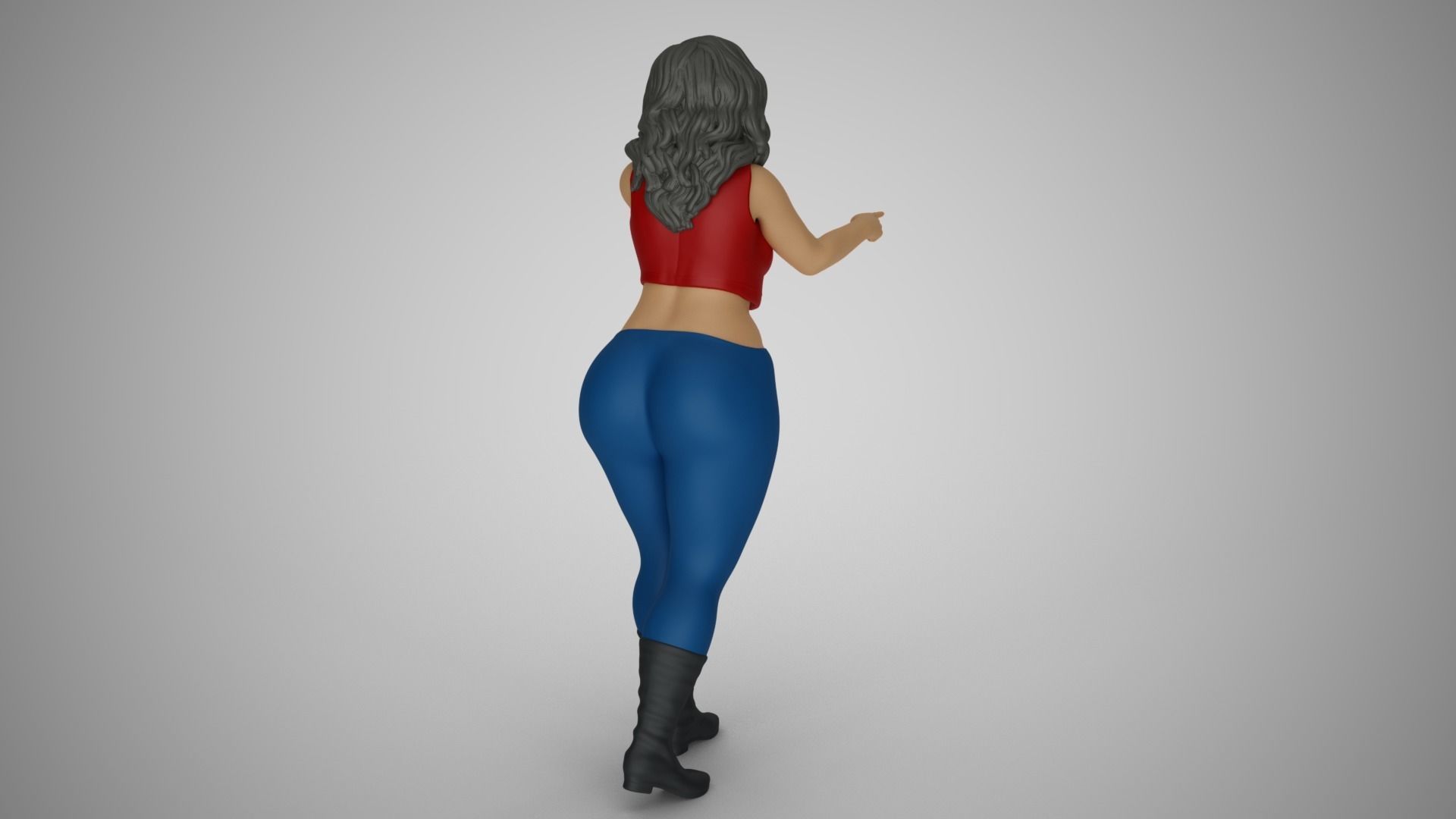Woman Looking and Pointing 3D print model_5