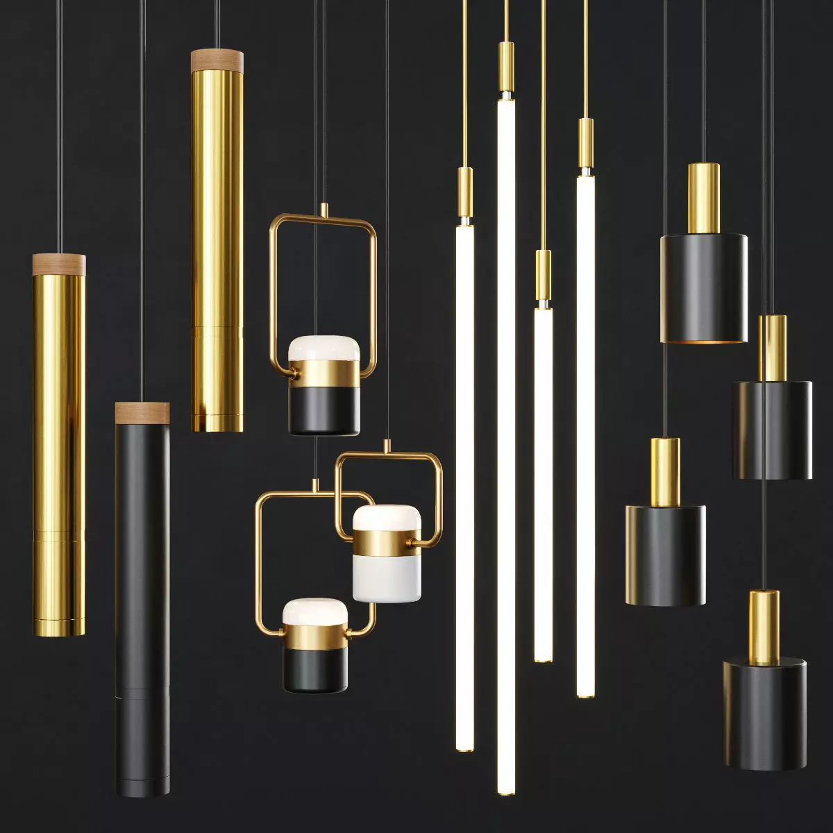 Pendant lights set 037 3D model_0