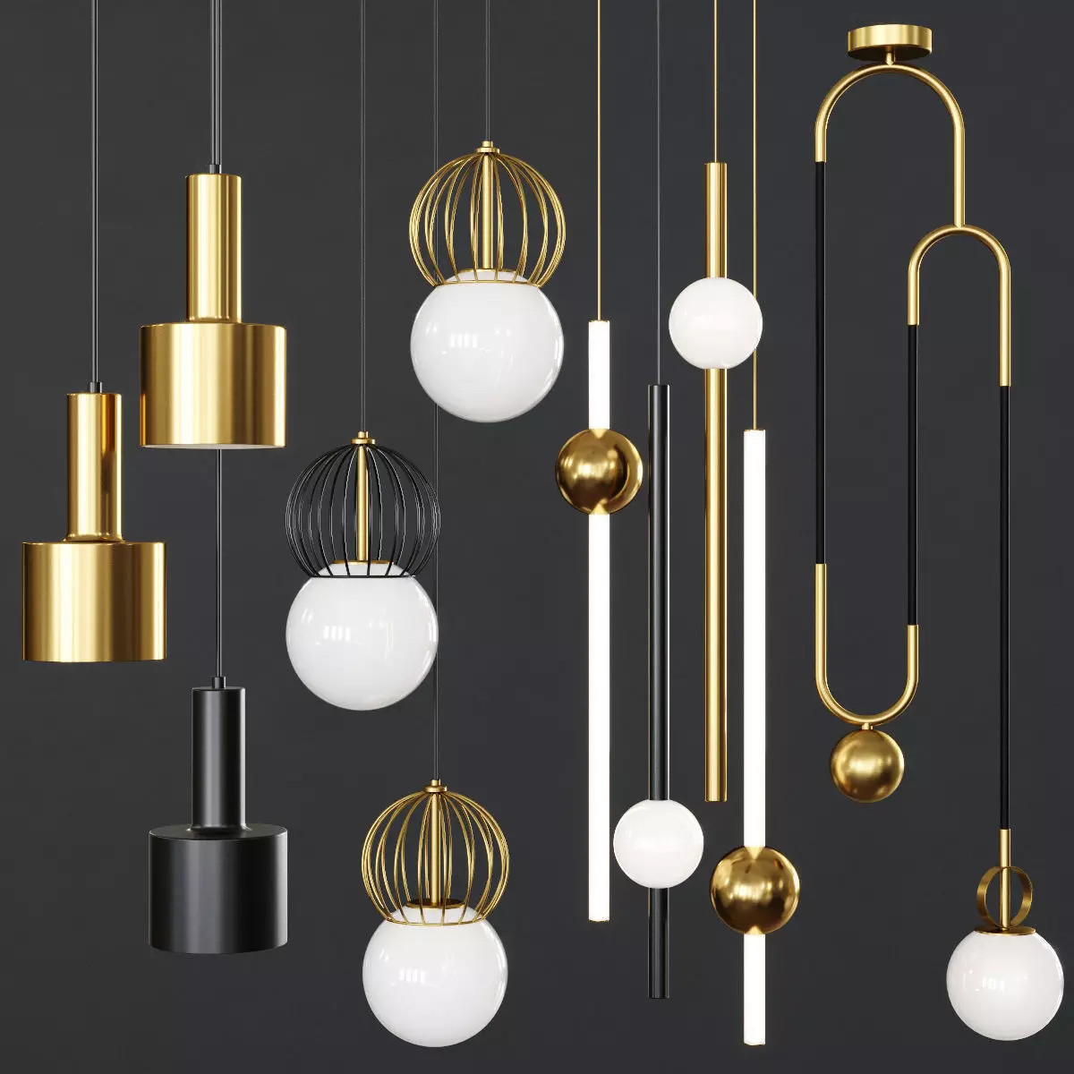 Pendant lights set 038 3D model_0