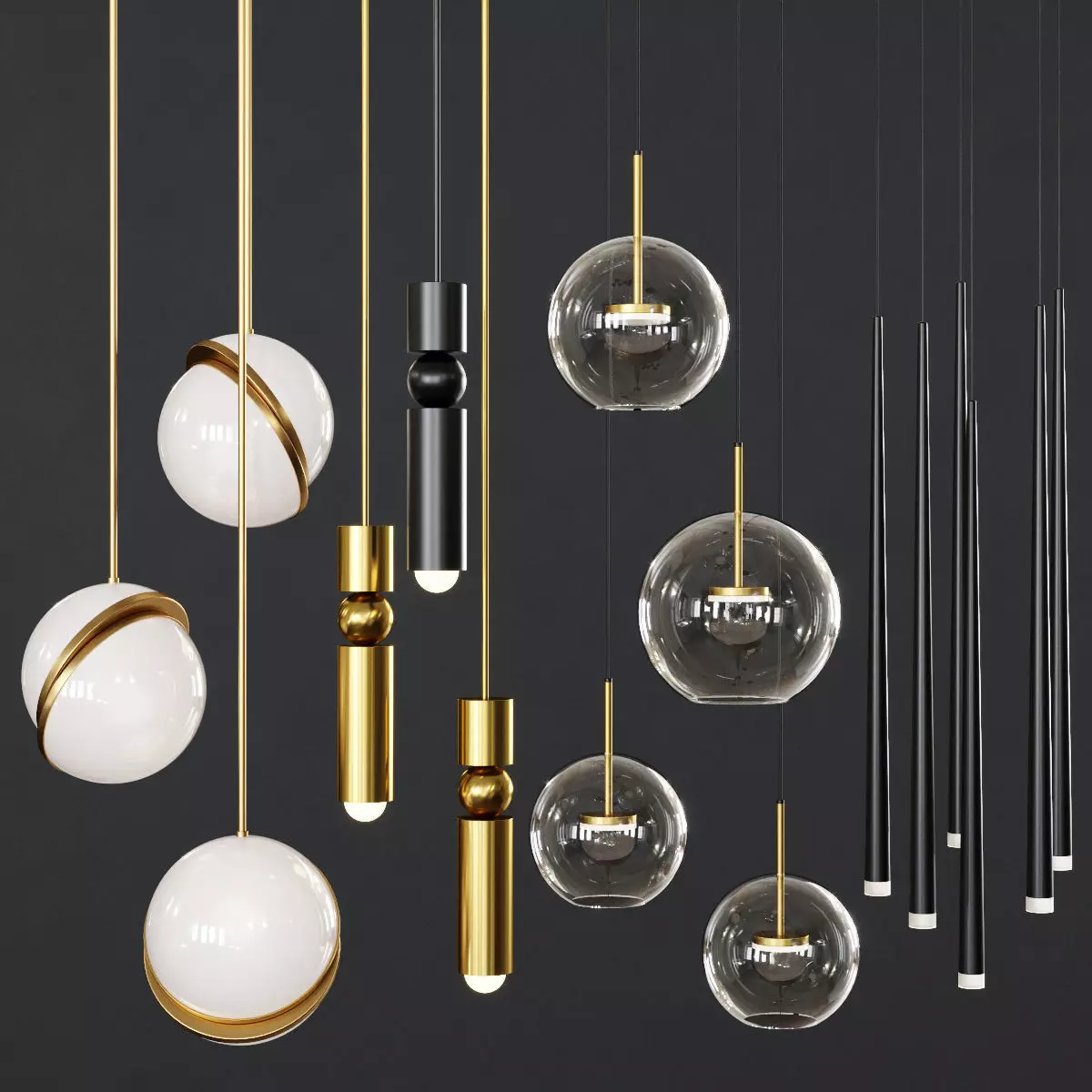 Pendant lights set 039 3D model_0