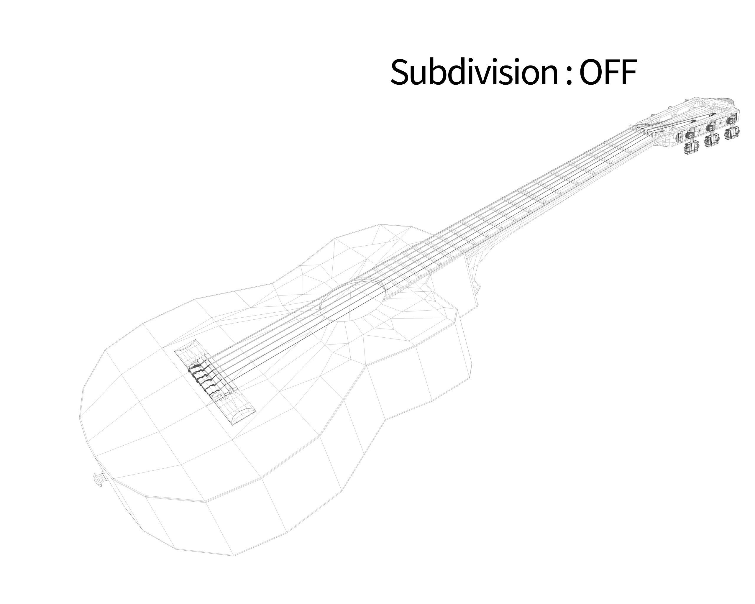 Black Classic Guitar Low-poly 3D model_39
