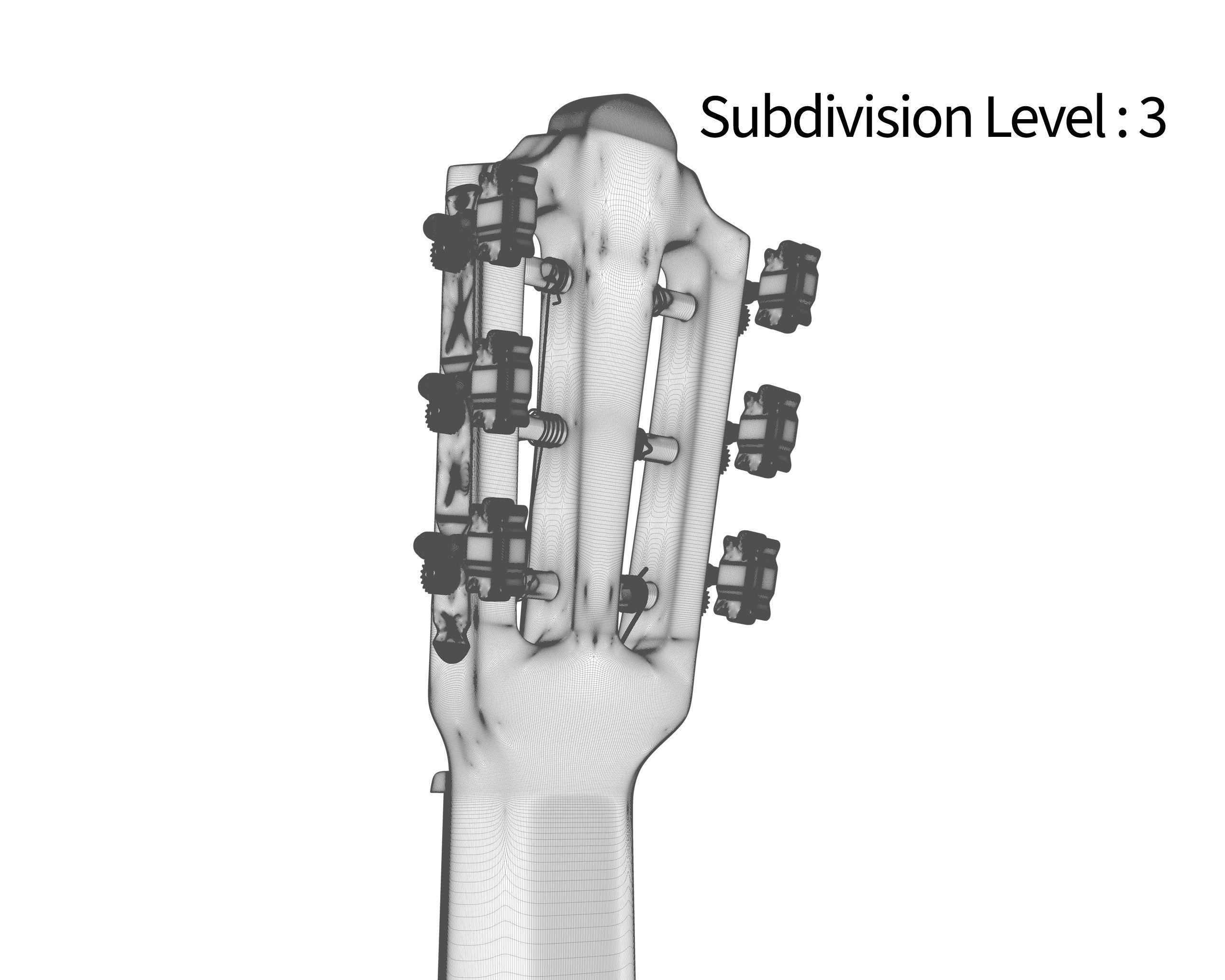 Black Classic Guitar Low-poly 3D model_26