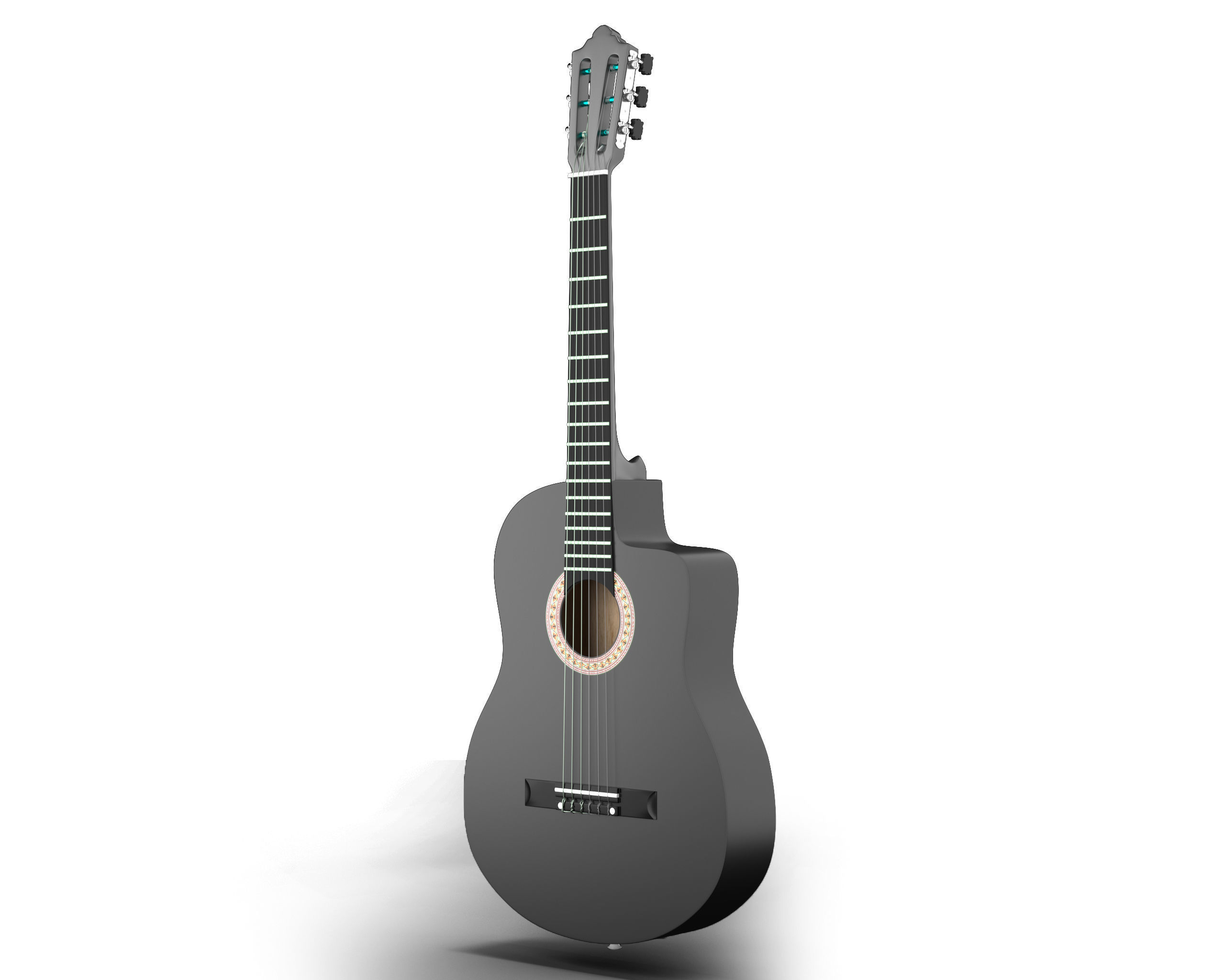 Black Classic Guitar Low-poly 3D model_2