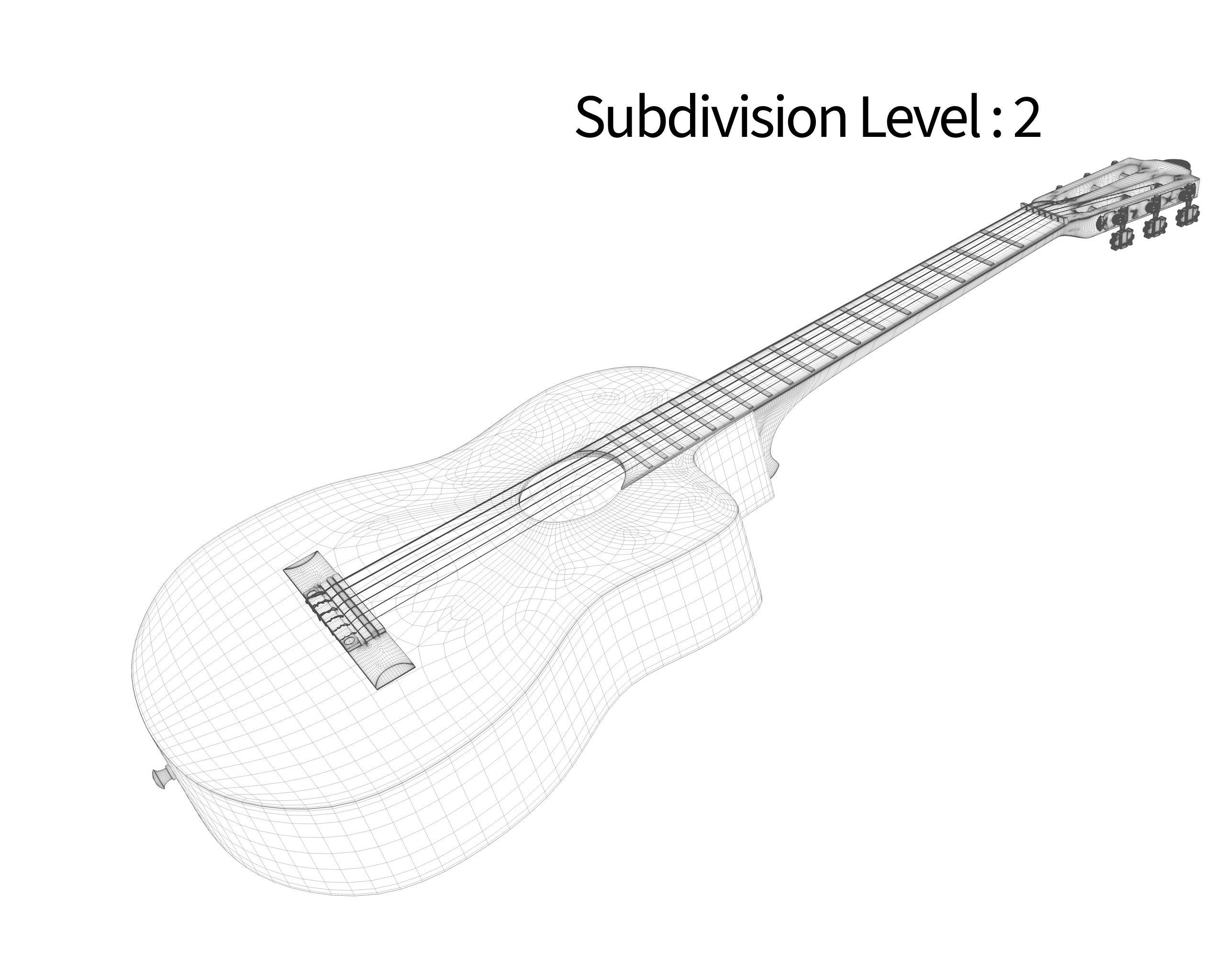 Black Classic Guitar Low-poly 3D model_40