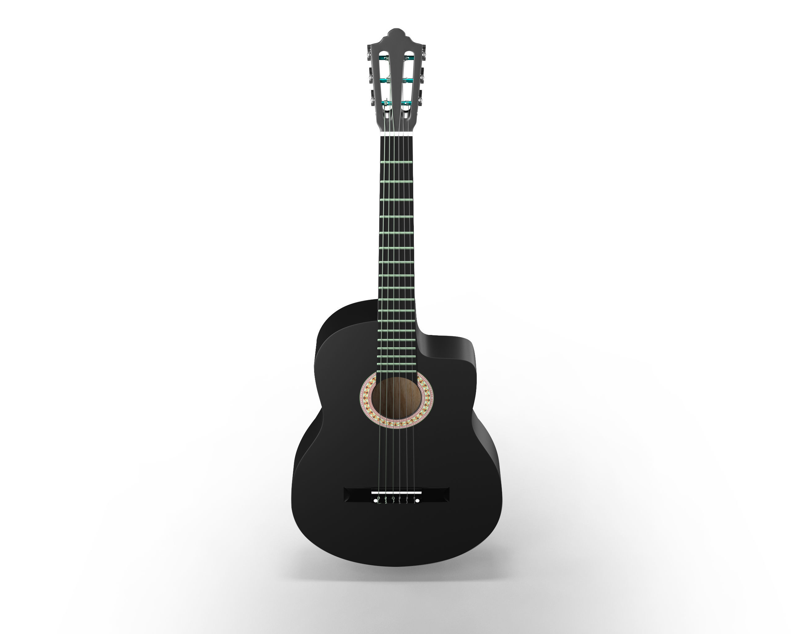 Black Classic Guitar Low-poly 3D model_5