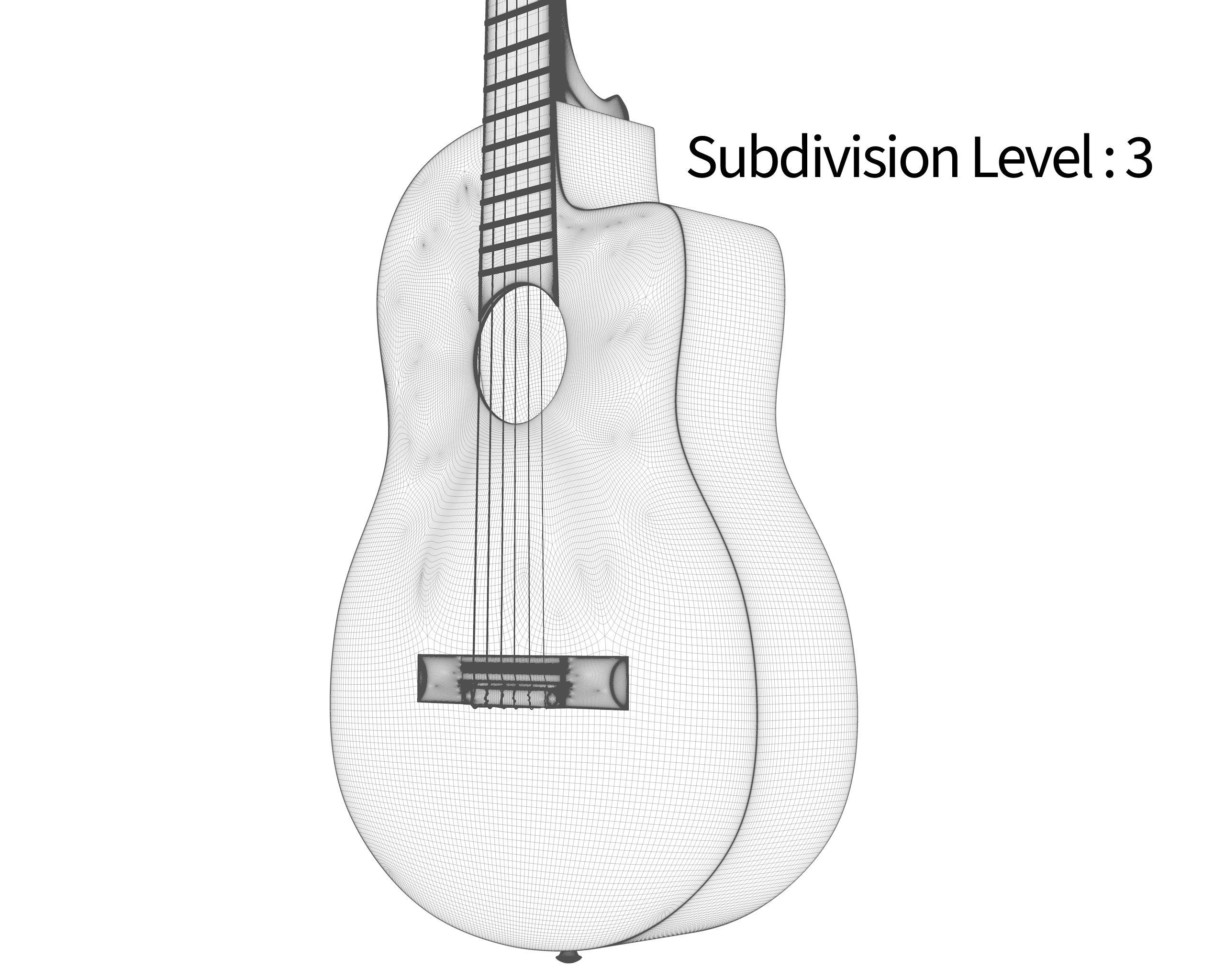 Black Classic Guitar Low-poly 3D model_38