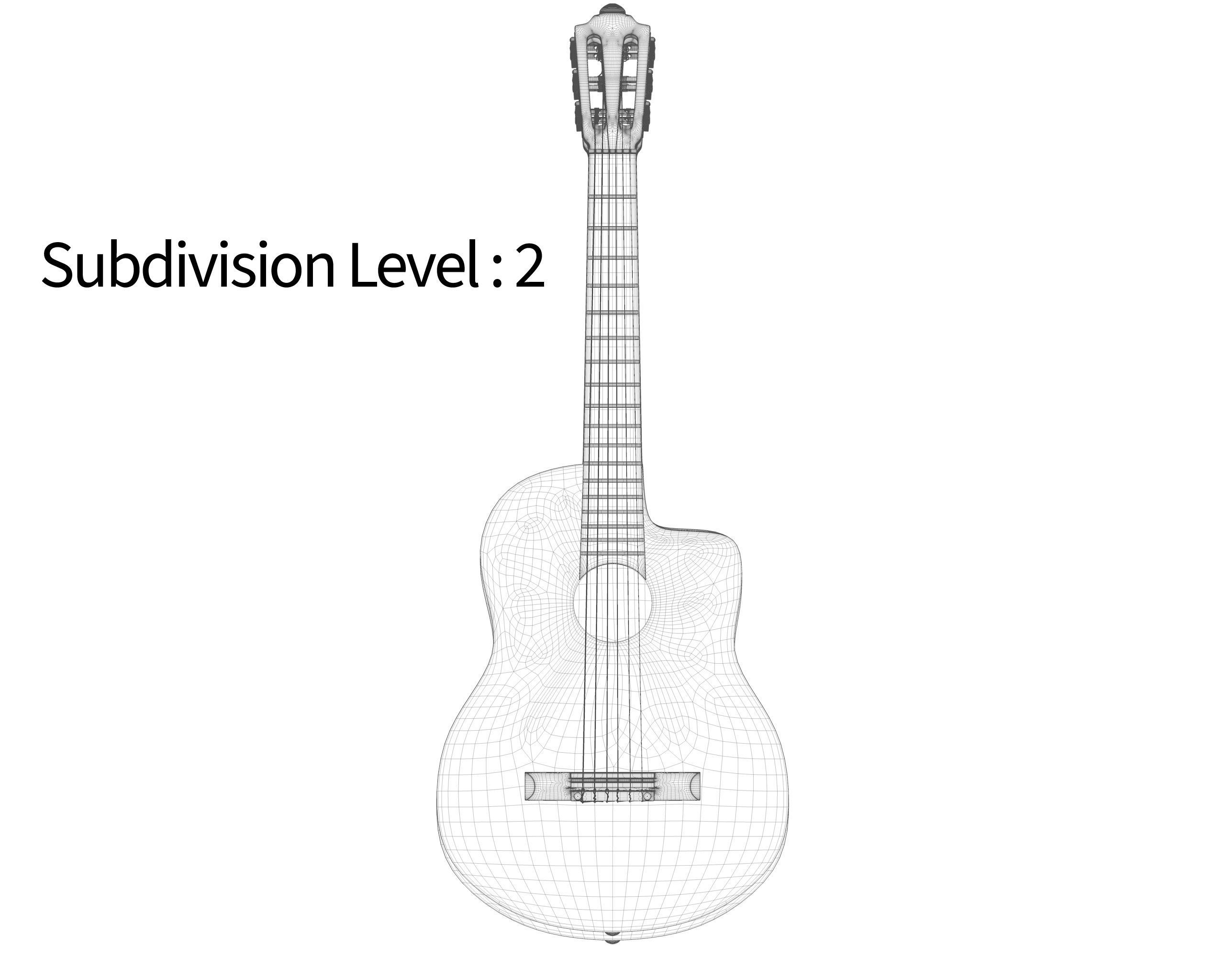 Black Classic Guitar Low-poly 3D model_13